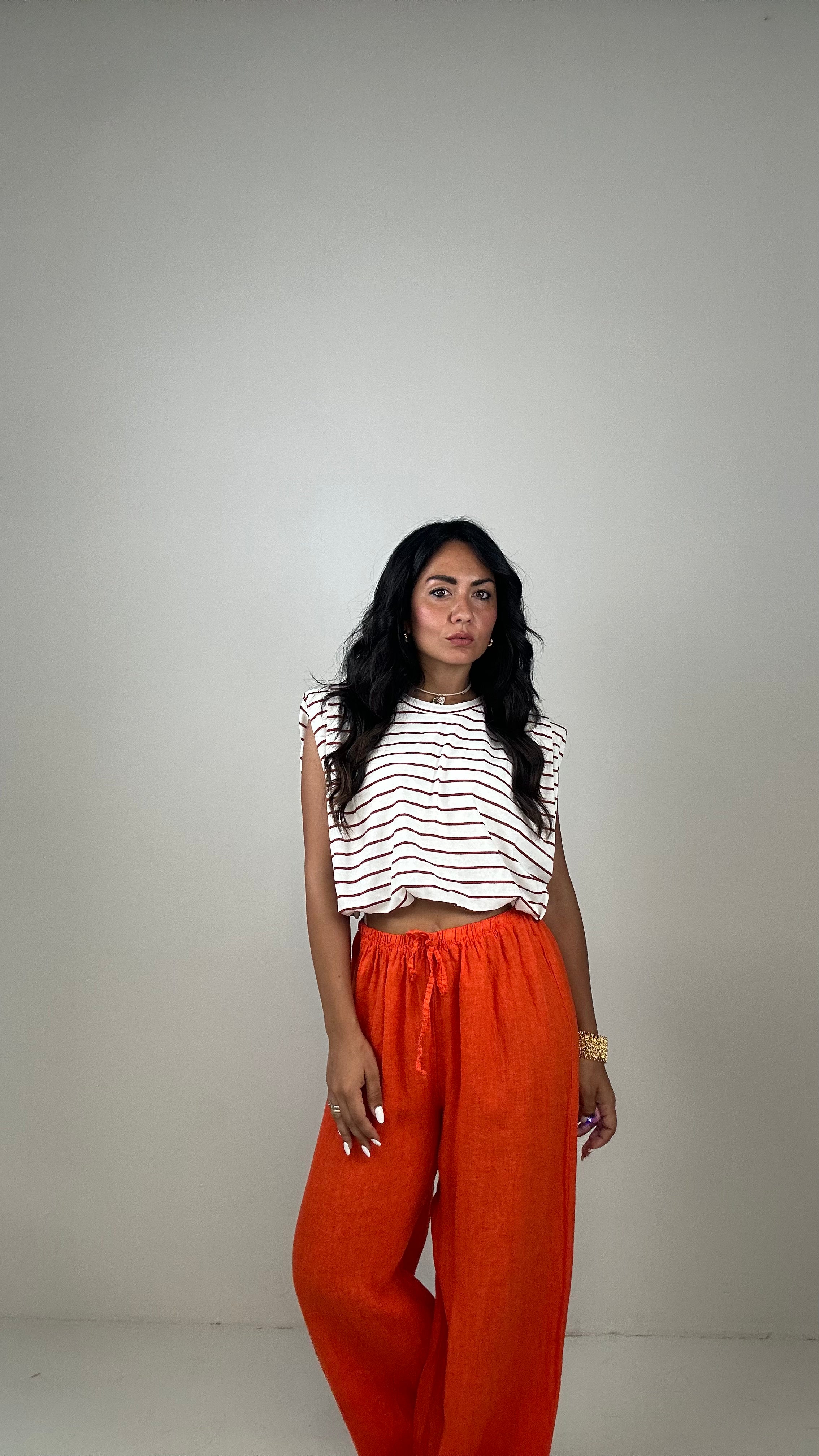 Pantalone 100% LINO - ARANCIO