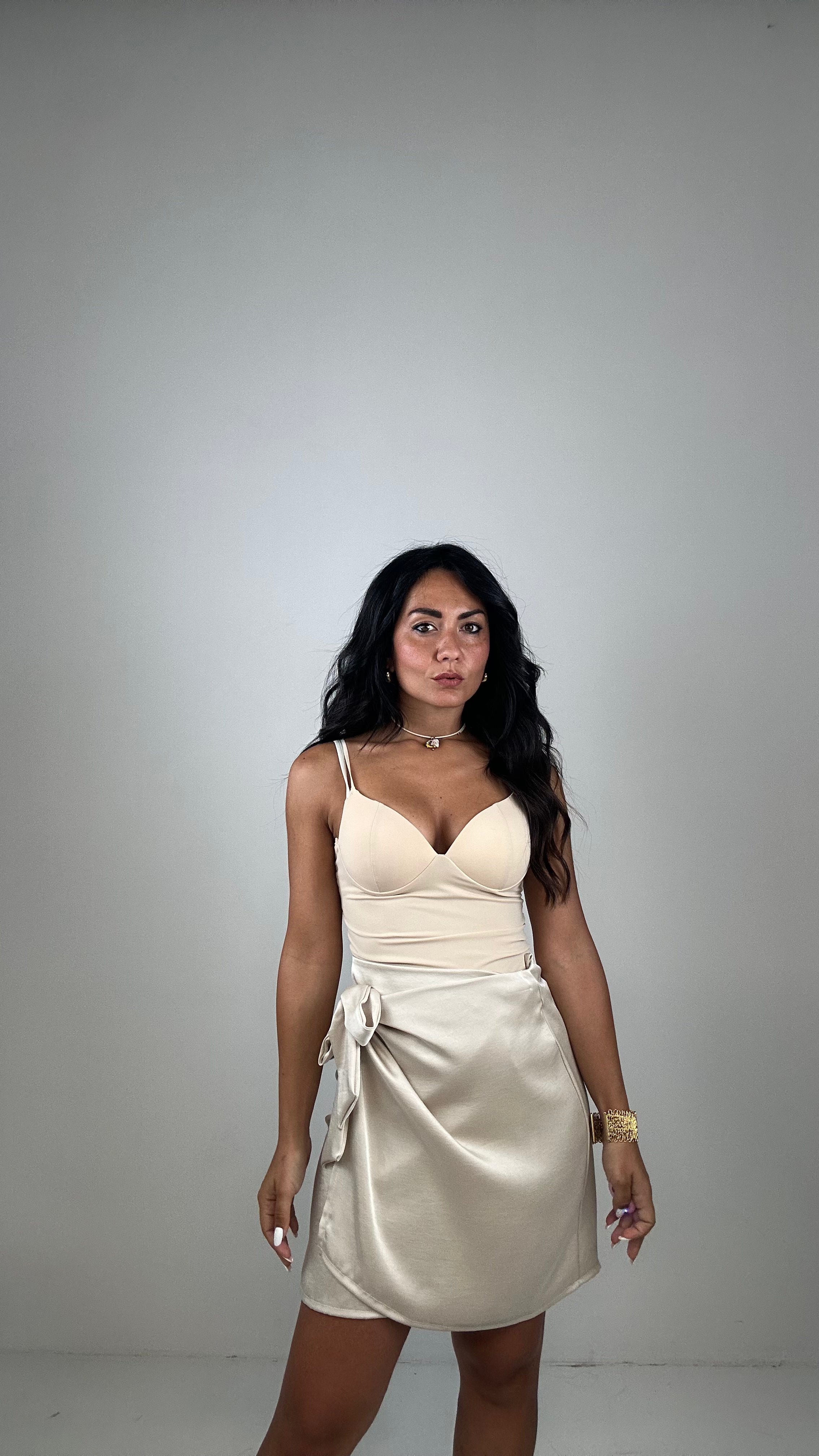 Gonna SATIN PORTAFOGLIO - BEIGE
