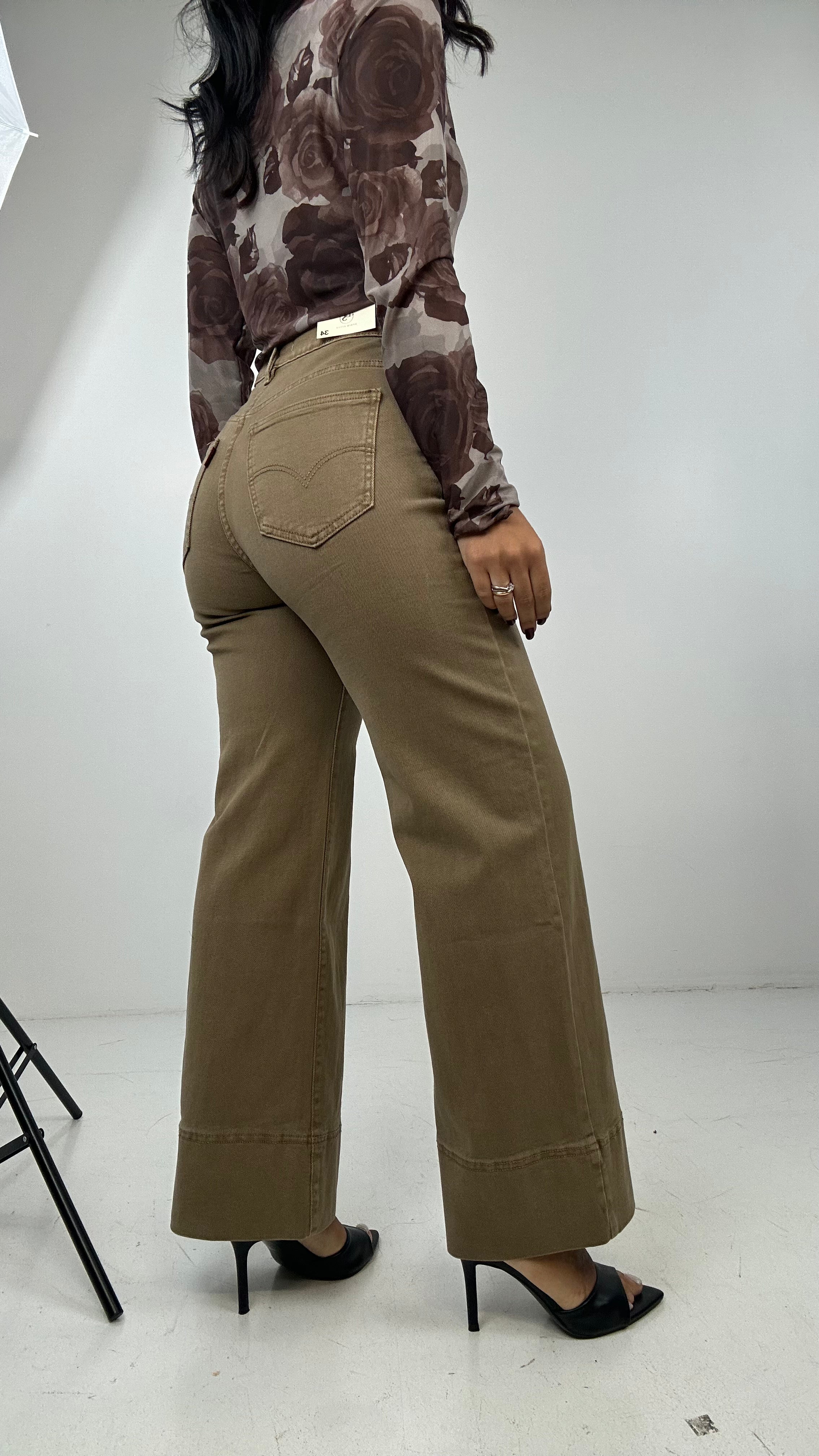 Jeans WIDE LEG TAUPE - BEIGE