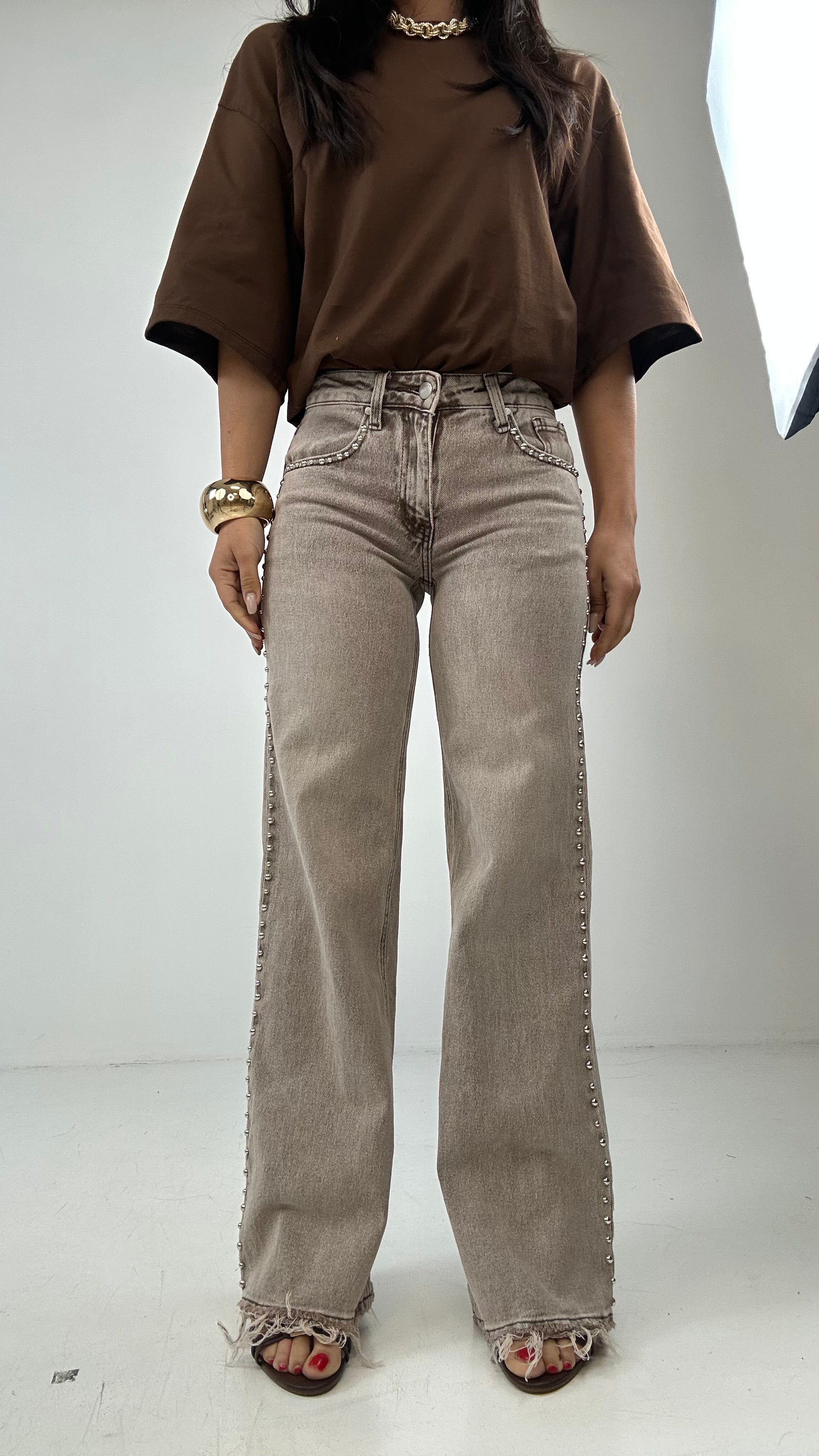 Jeans BORCHIE WIDE - MARRONE