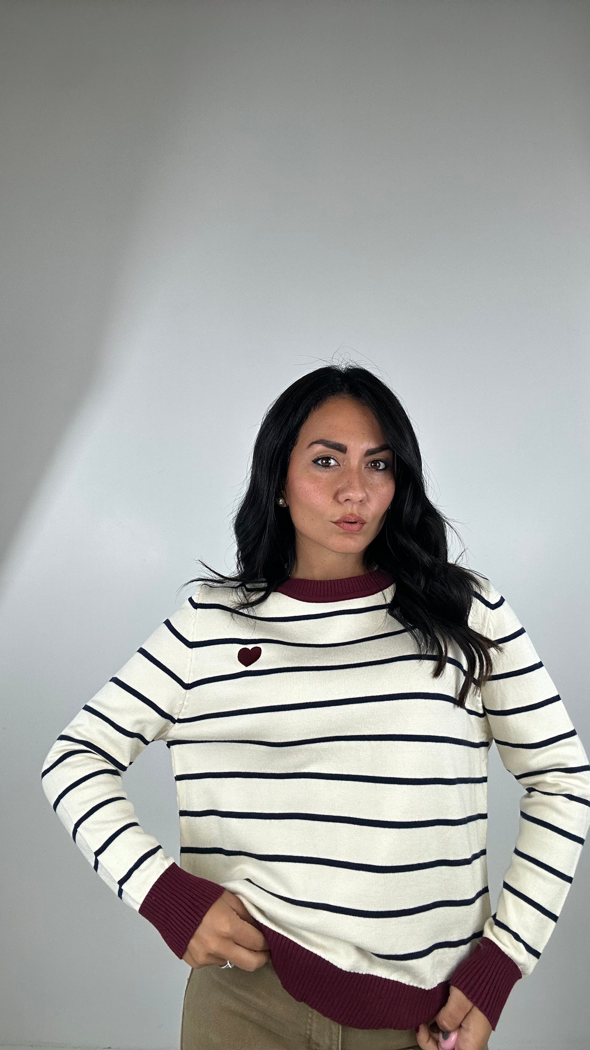 Pull RIGHE E CORE - BORDEAUX