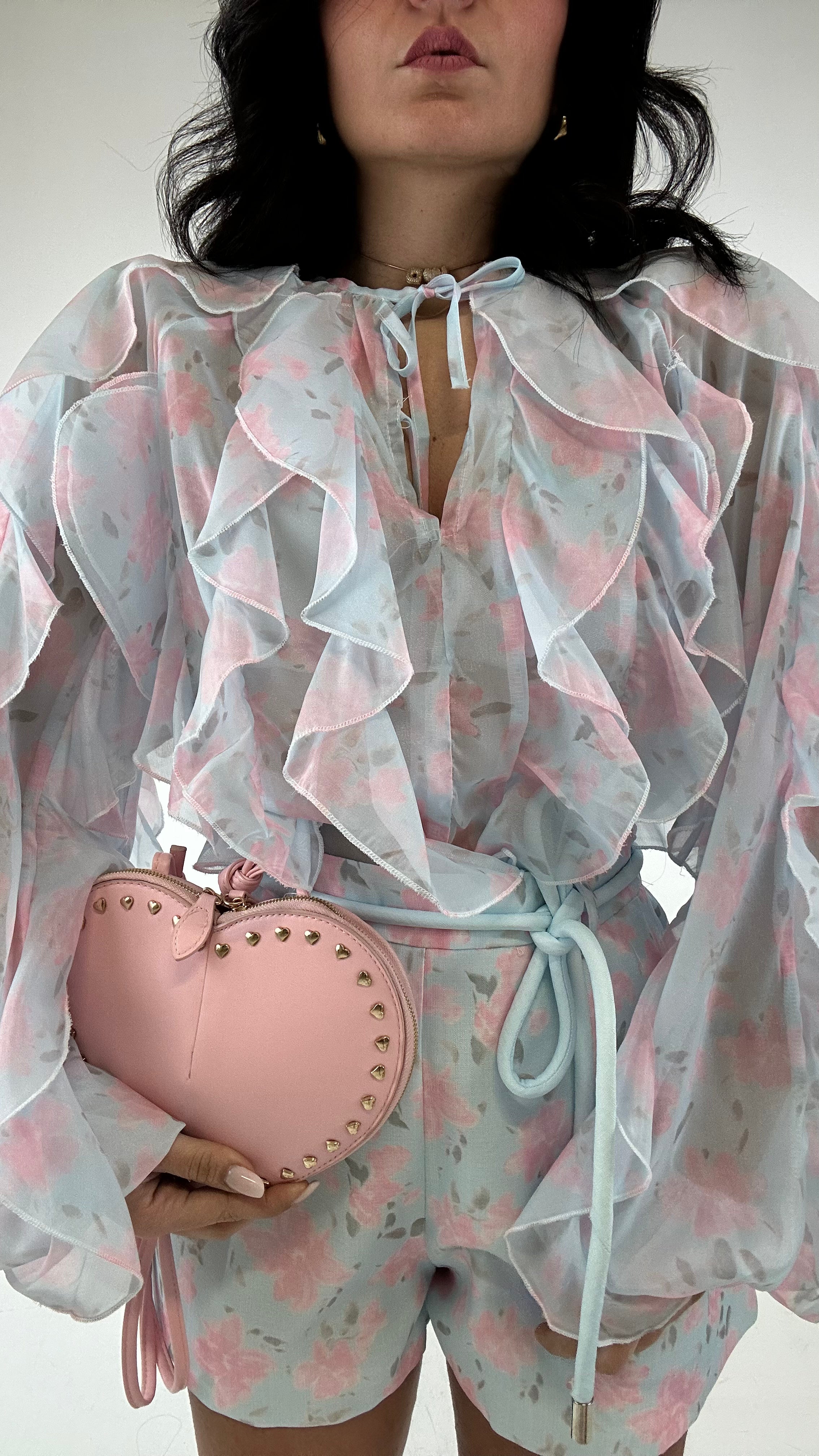 Completo VOLANT E FIORI - CELESTE