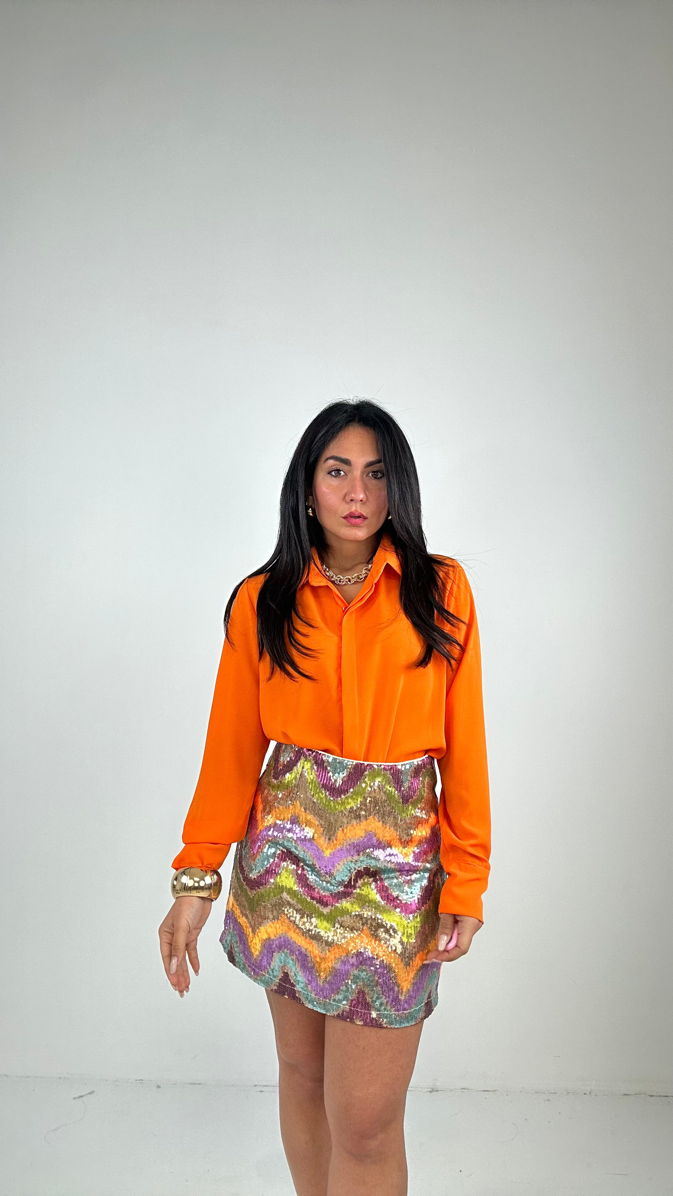 Gonna ONDE PAILLETTES - ARANCIO