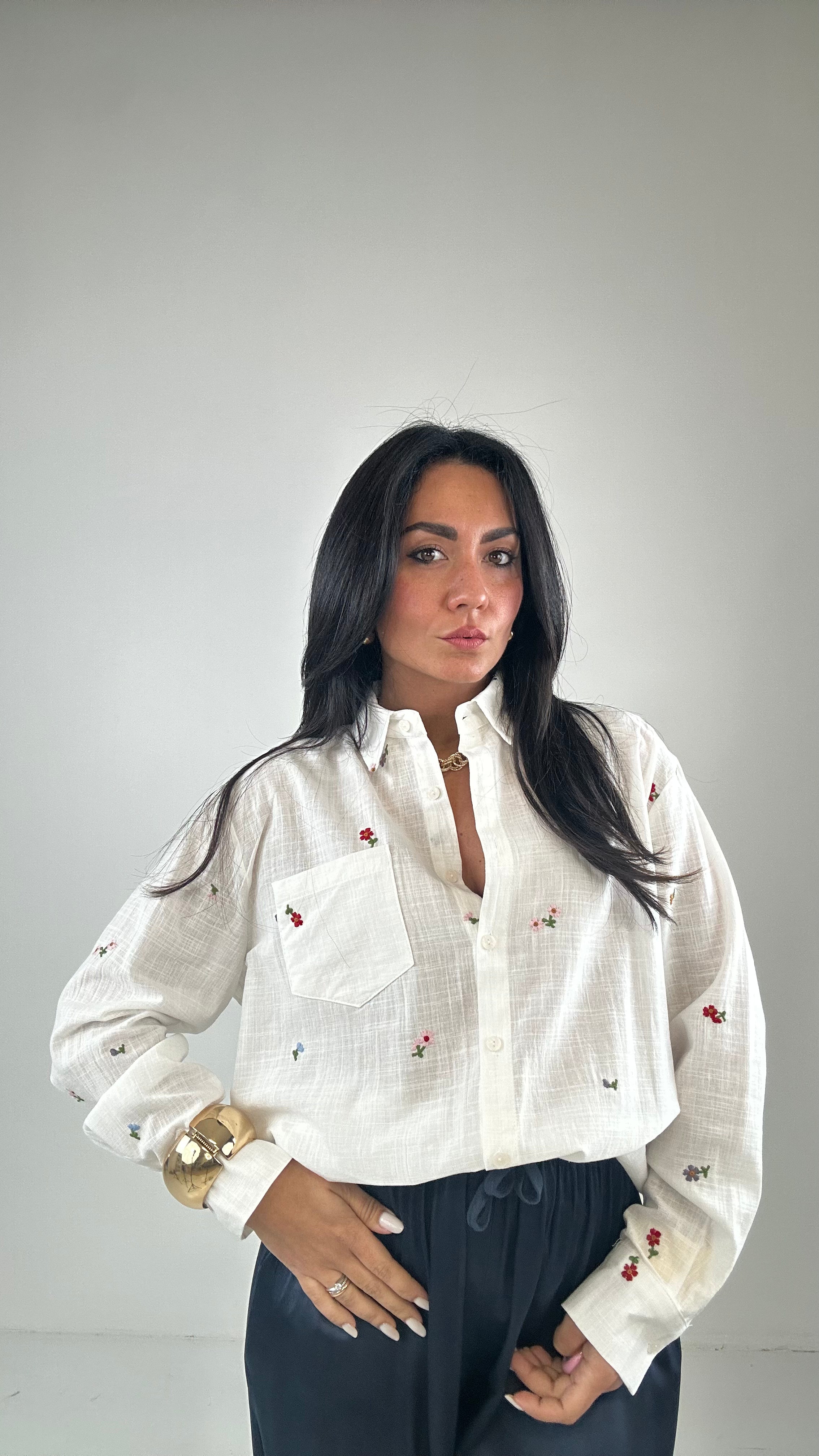 Camicia FIORELLINI COLOR - BIANCO