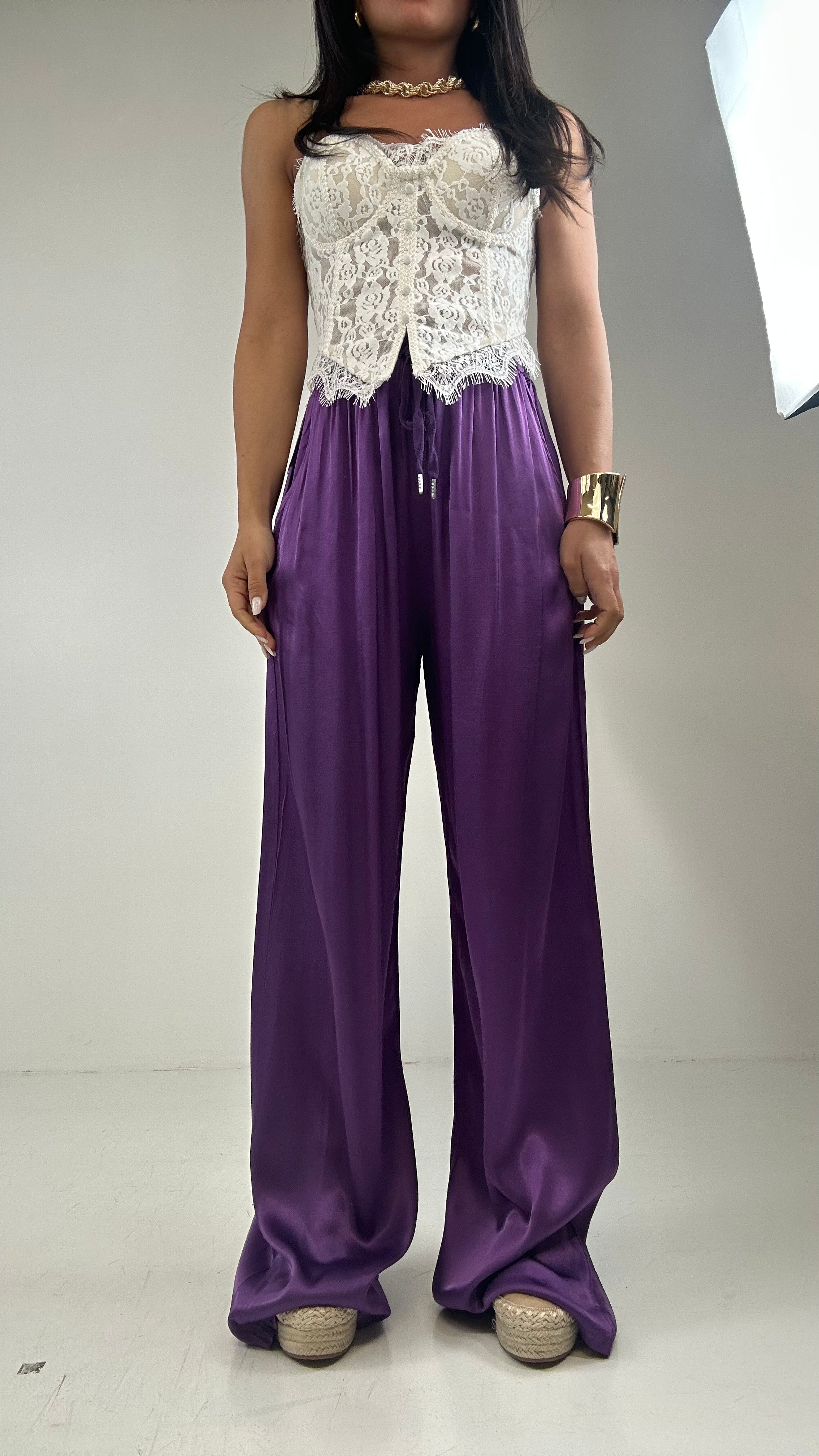Pantalone SATIN - VIOLA