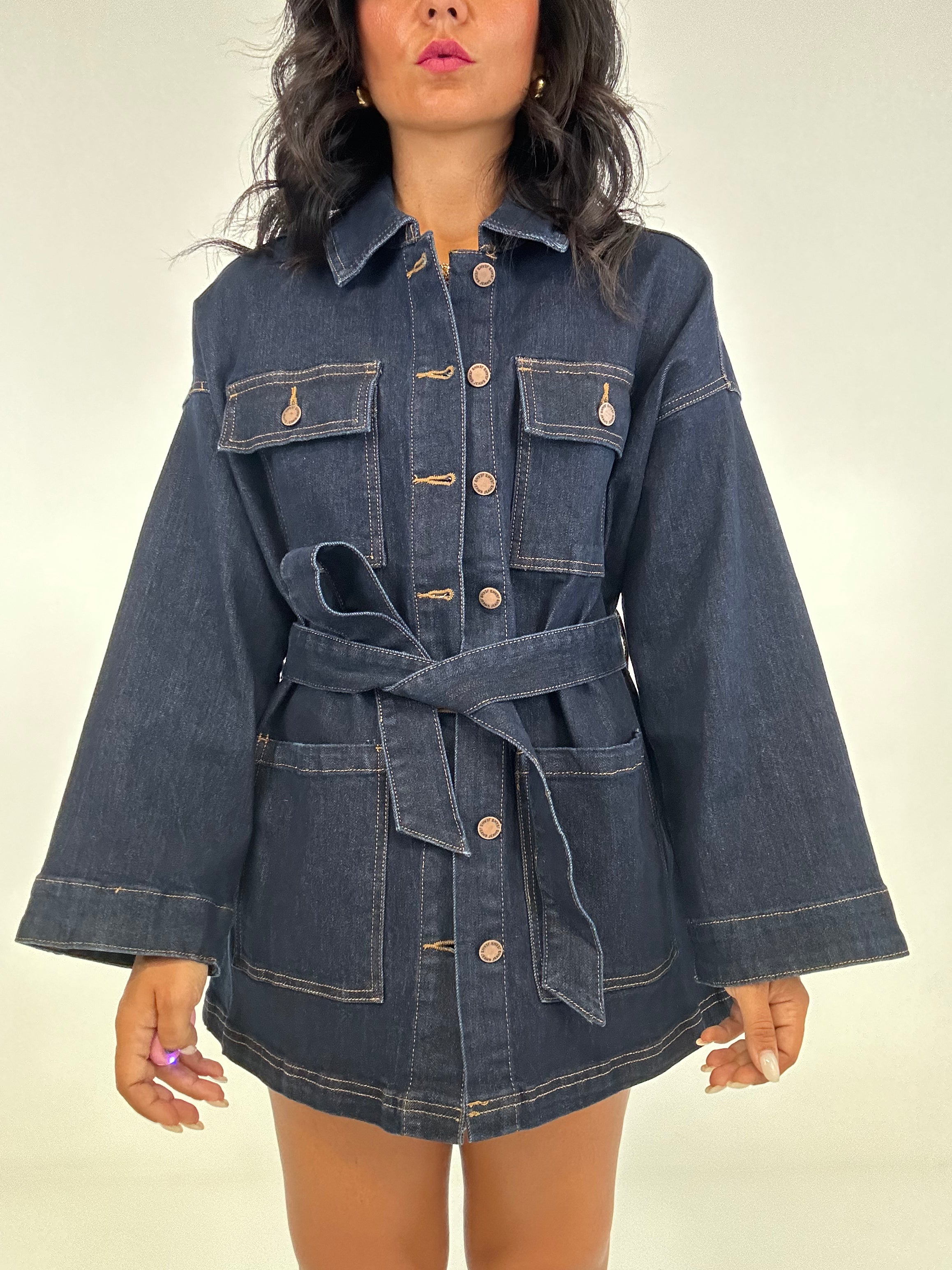 Giubbino CON CINTURA LAV0 - JEANS
