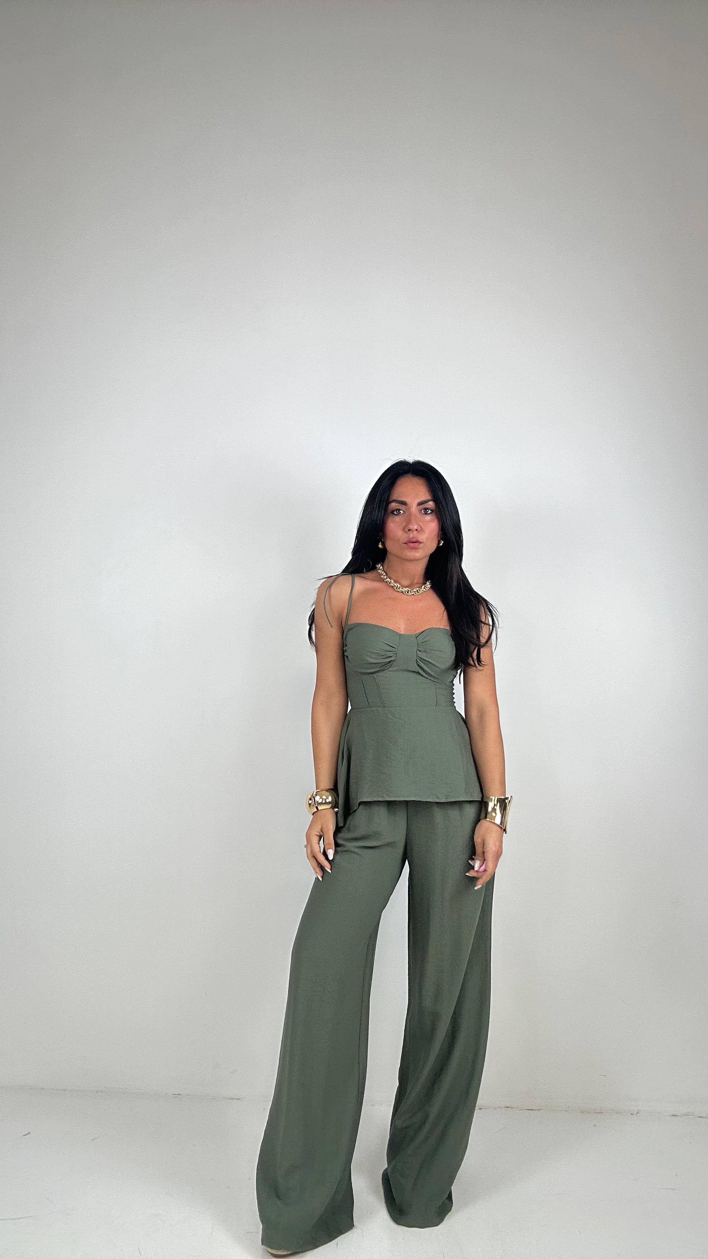 COMPLETO TOP E PANTALONE - VERDE MILITARE