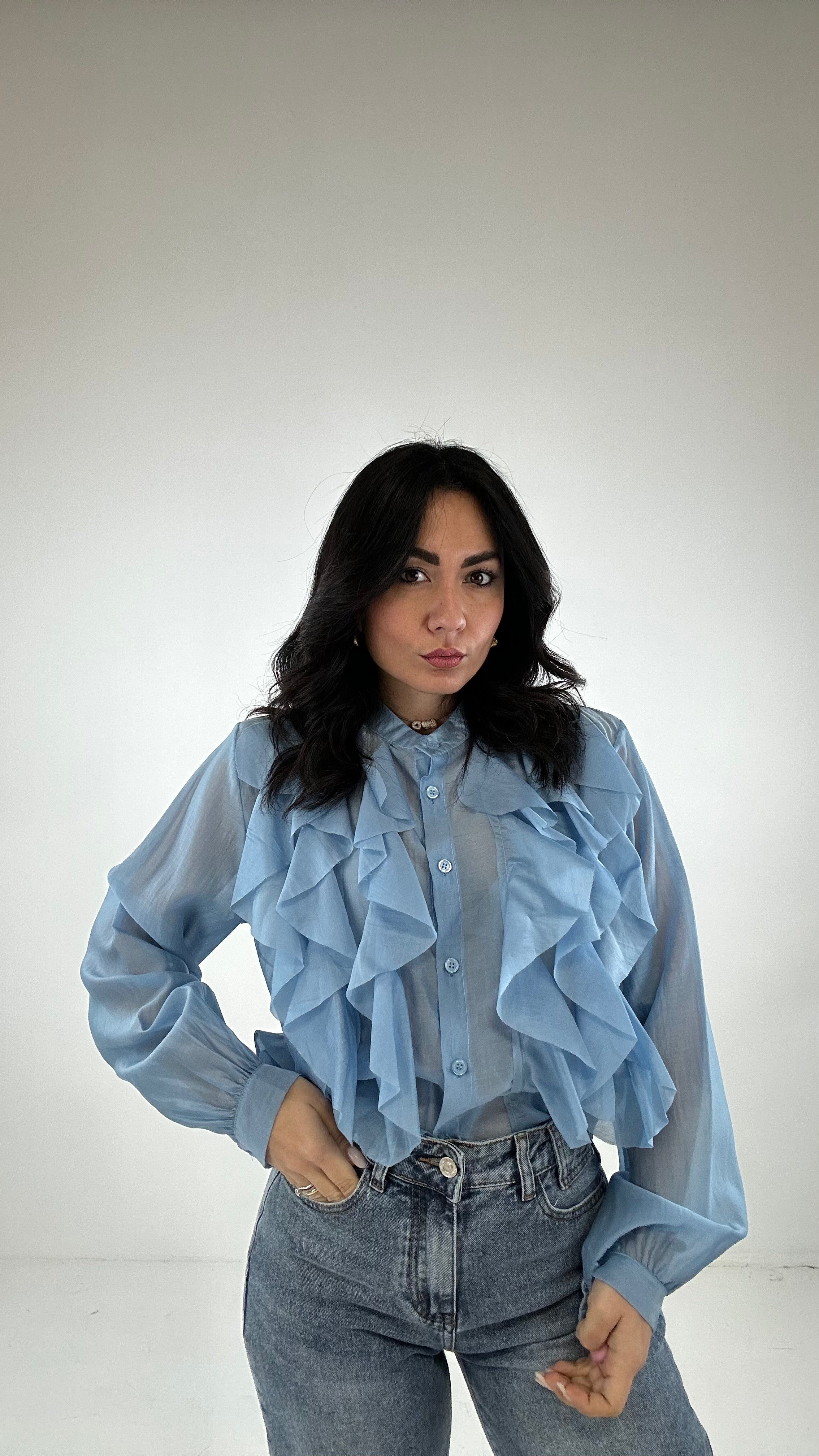 Camicia VOLANT VOILA - CELESTE