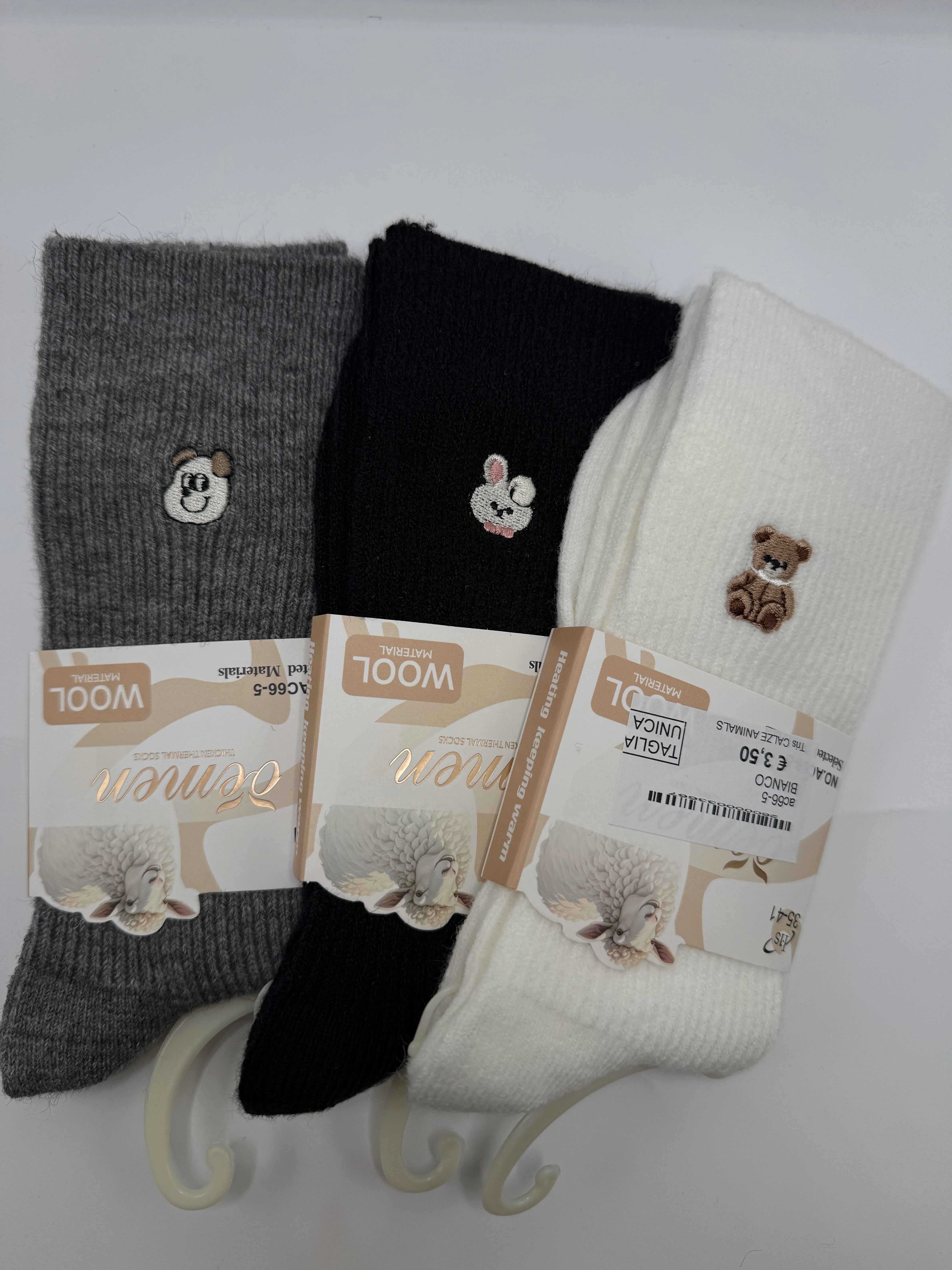 Tris CALZE ANIMALS - BIANCO
