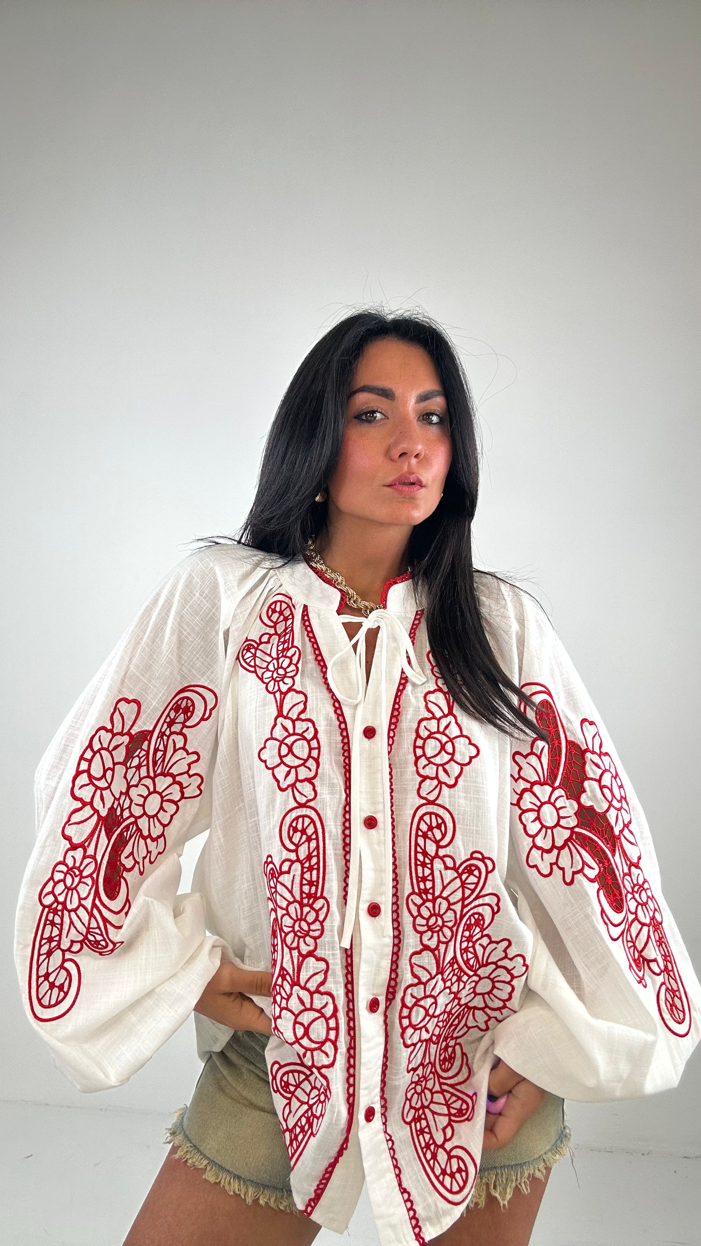 Camicia con ORIGAMI - ROSSO