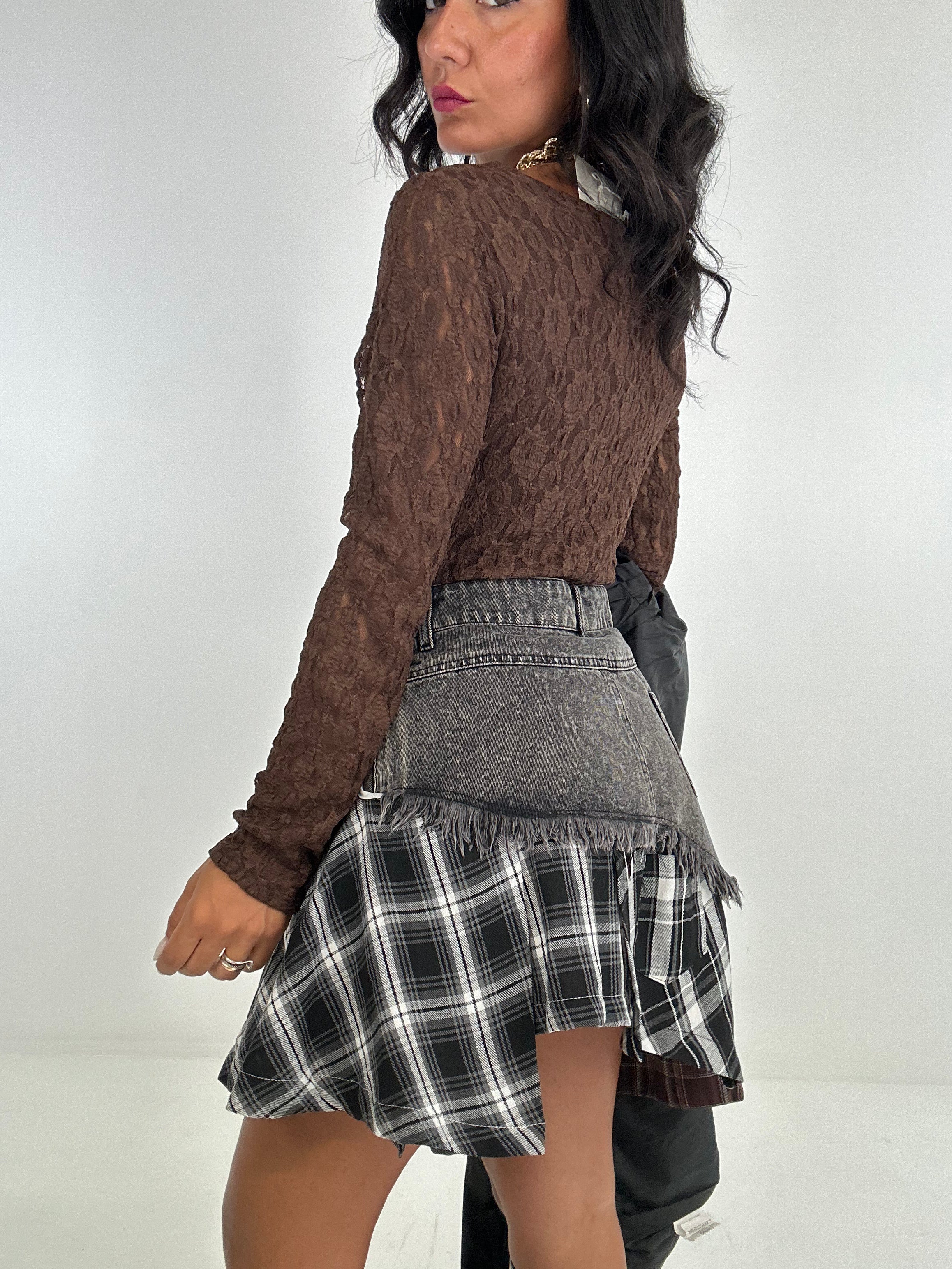 Gonna JEANS E QUADRI - NERO