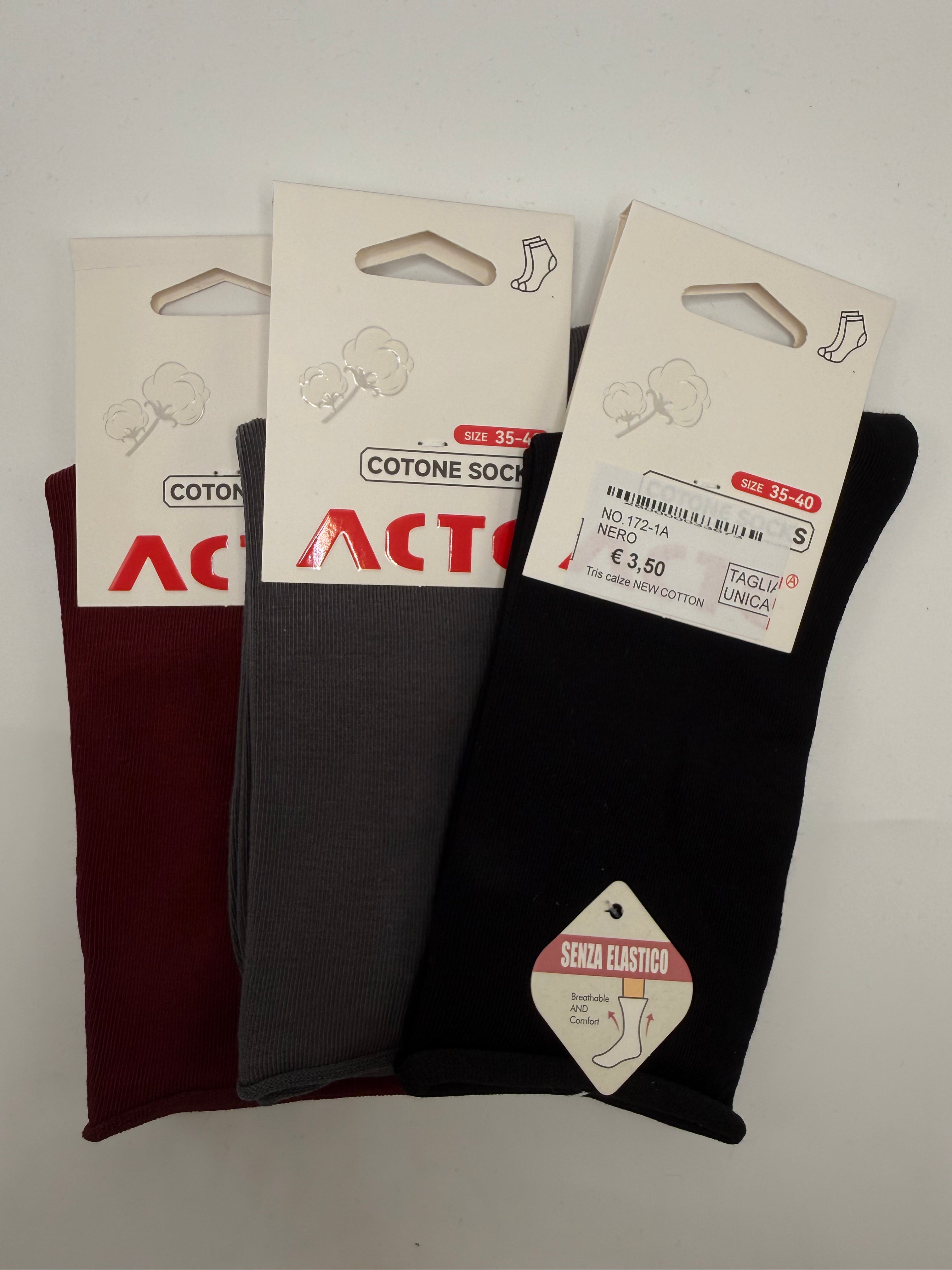 Tris calze NEW COTTON - NERO