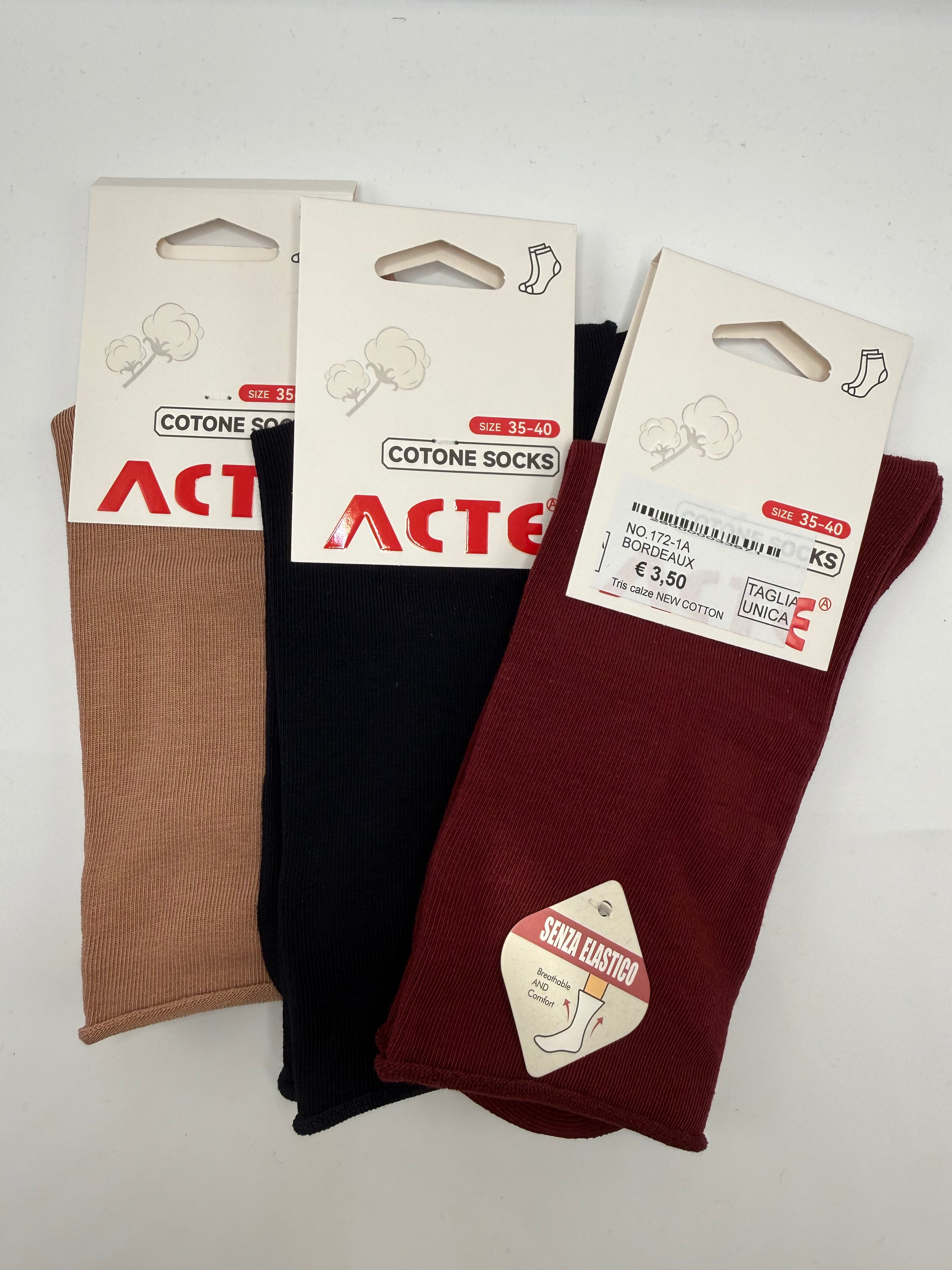 Tris calze NEW COTTON - BORDEAUX