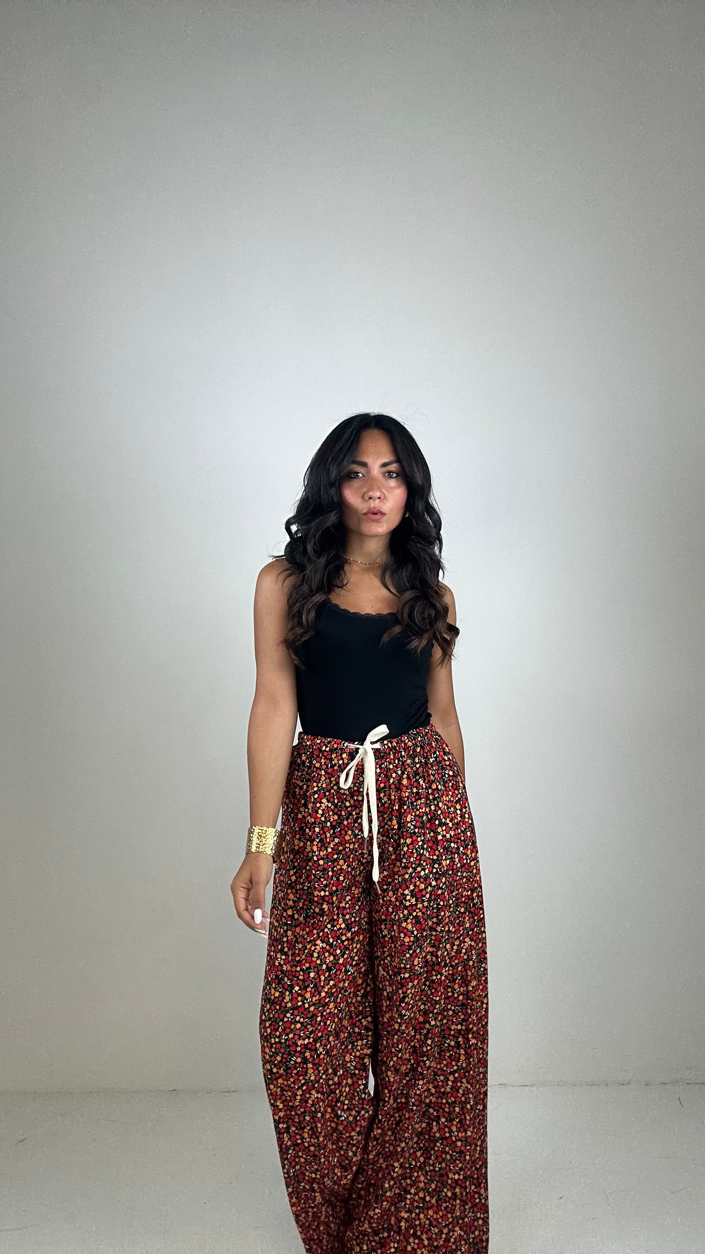 Pantalone FANTASIA - NERO-ROSSO