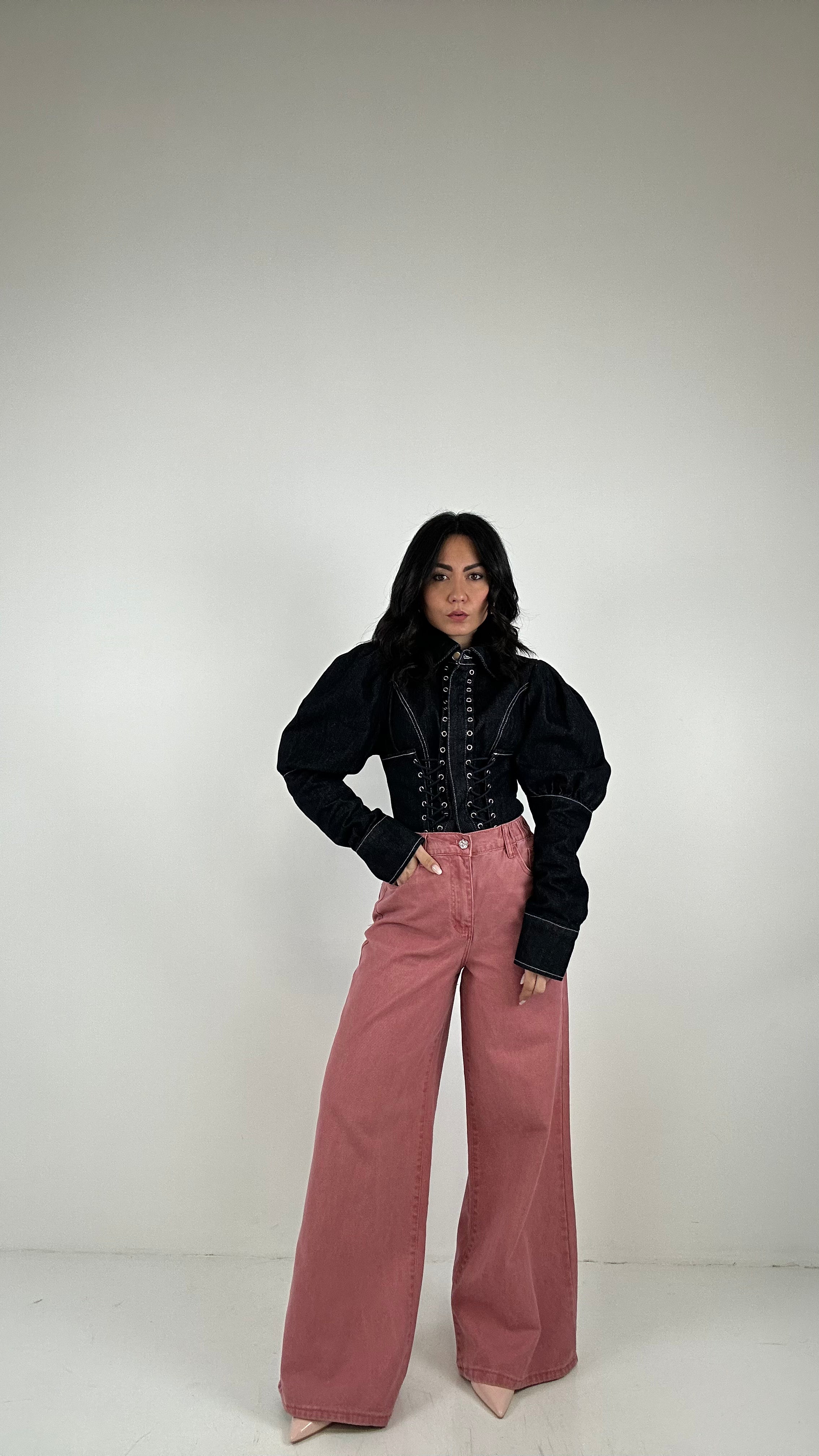 Jeans PALAZZO TASCA CUORE - ROSA