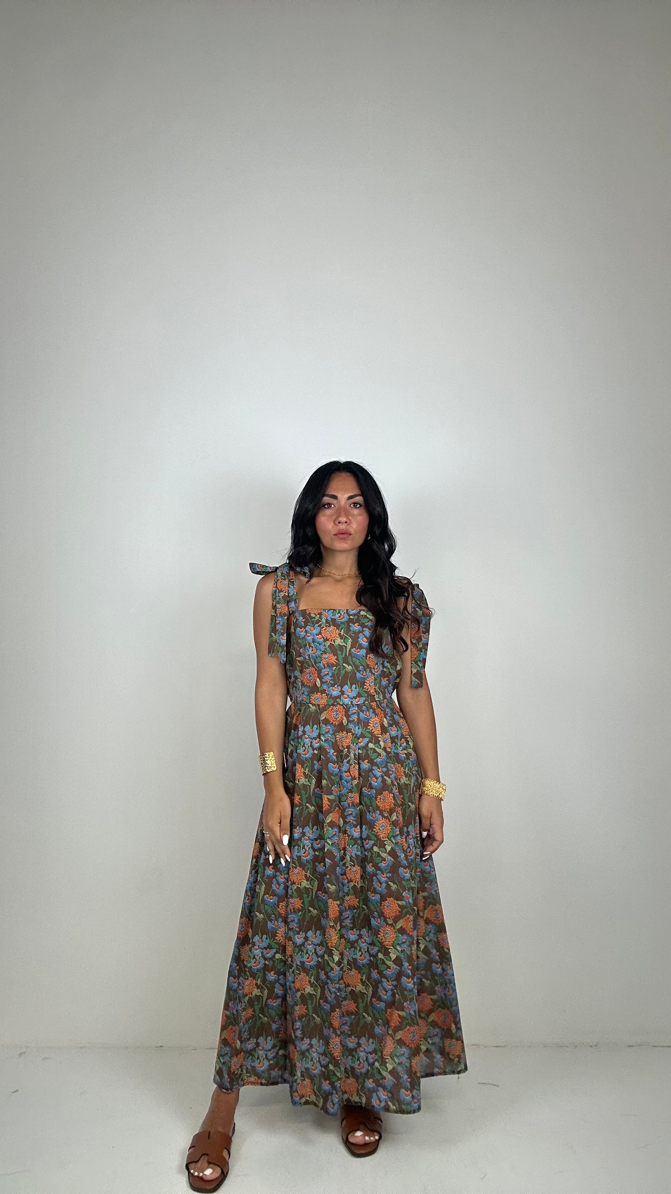 Vestito MARY CON FIOCCHETTI - MARRONE