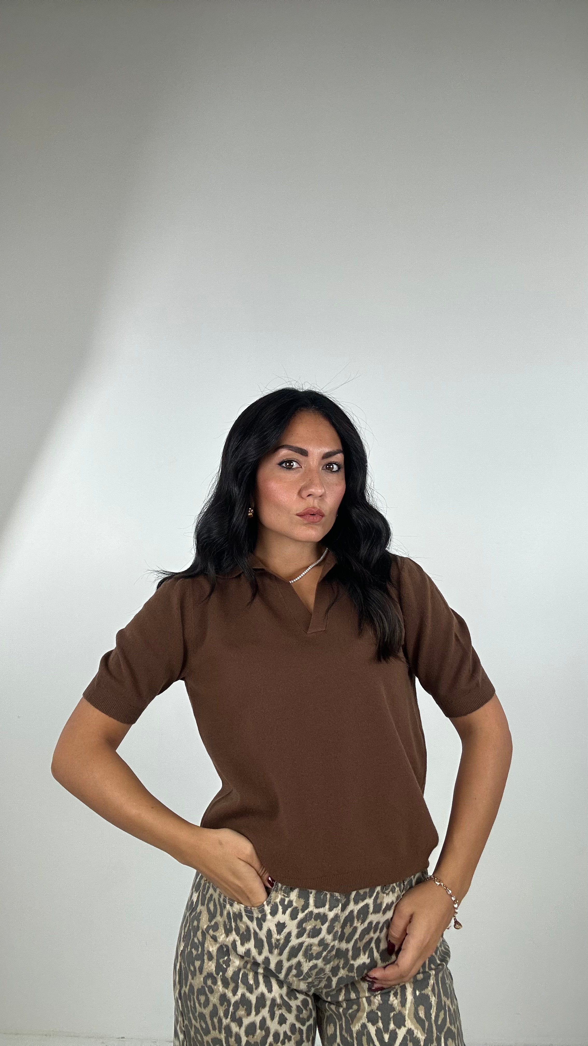 Polo MEZZA BASIC - MARRONE