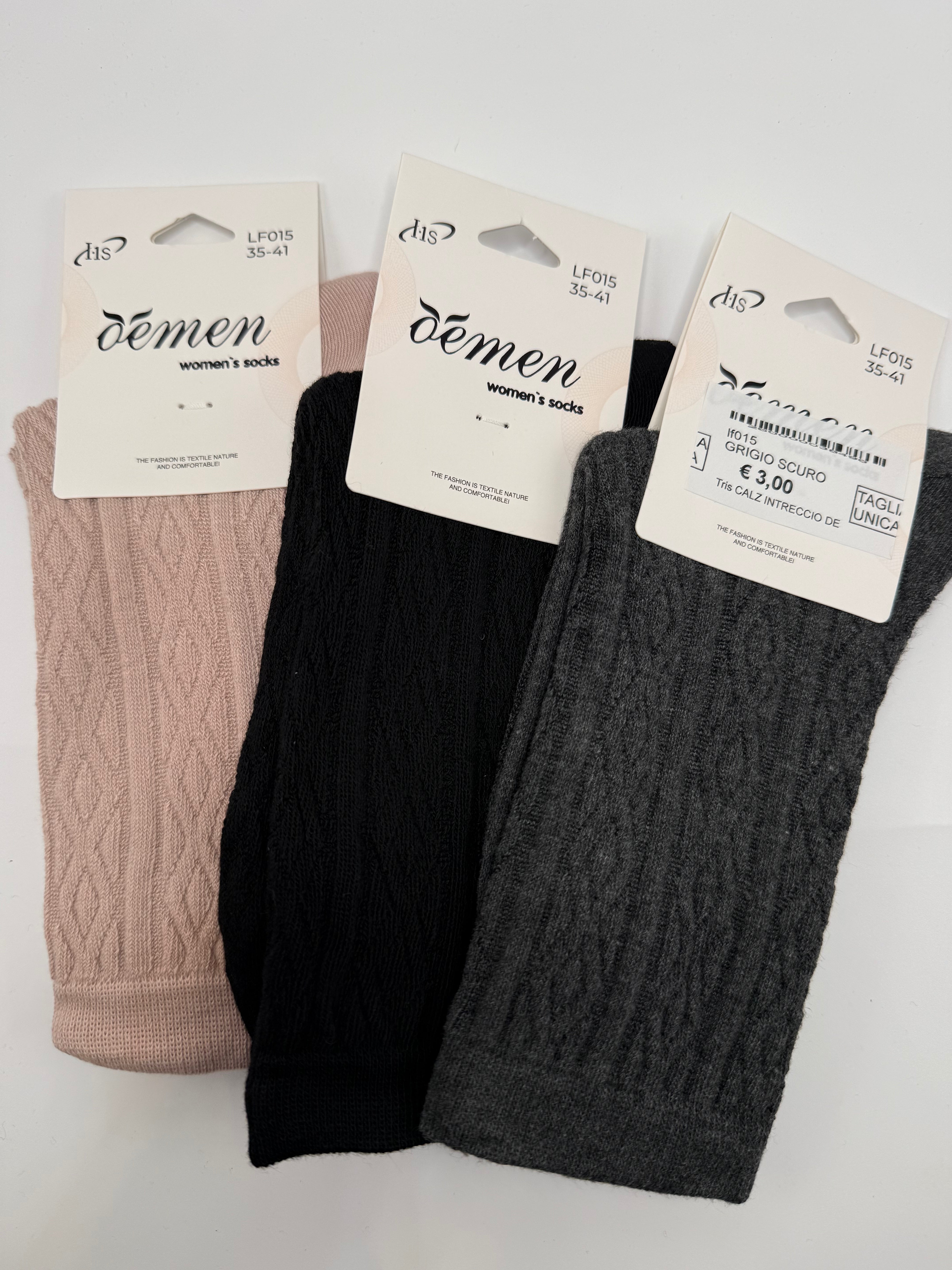 Tris CALZ INTRECCIO DEMEN - GRIGIO SCURO