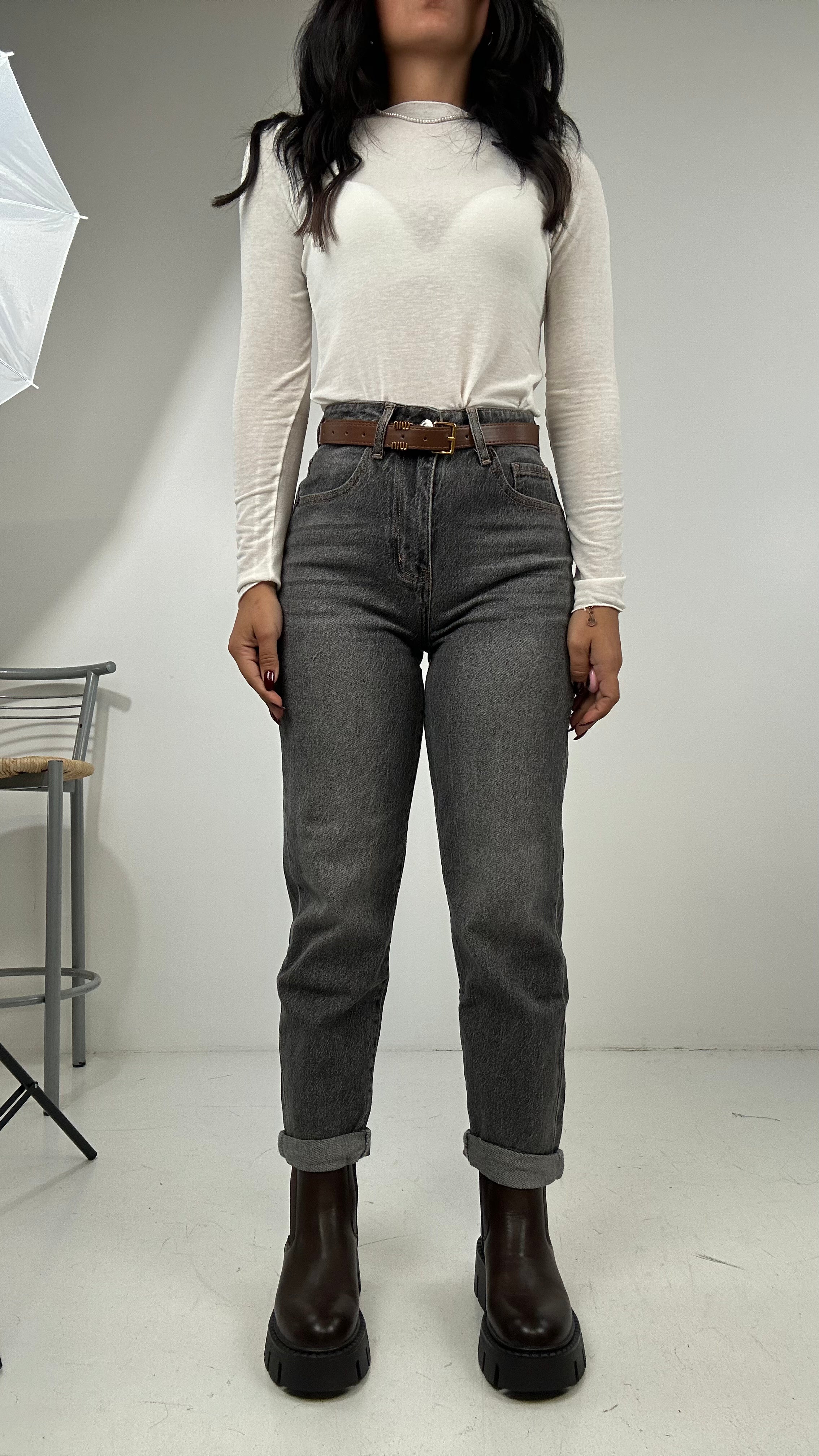 Jeans BOYFRIEND GREY - GRIGIO
