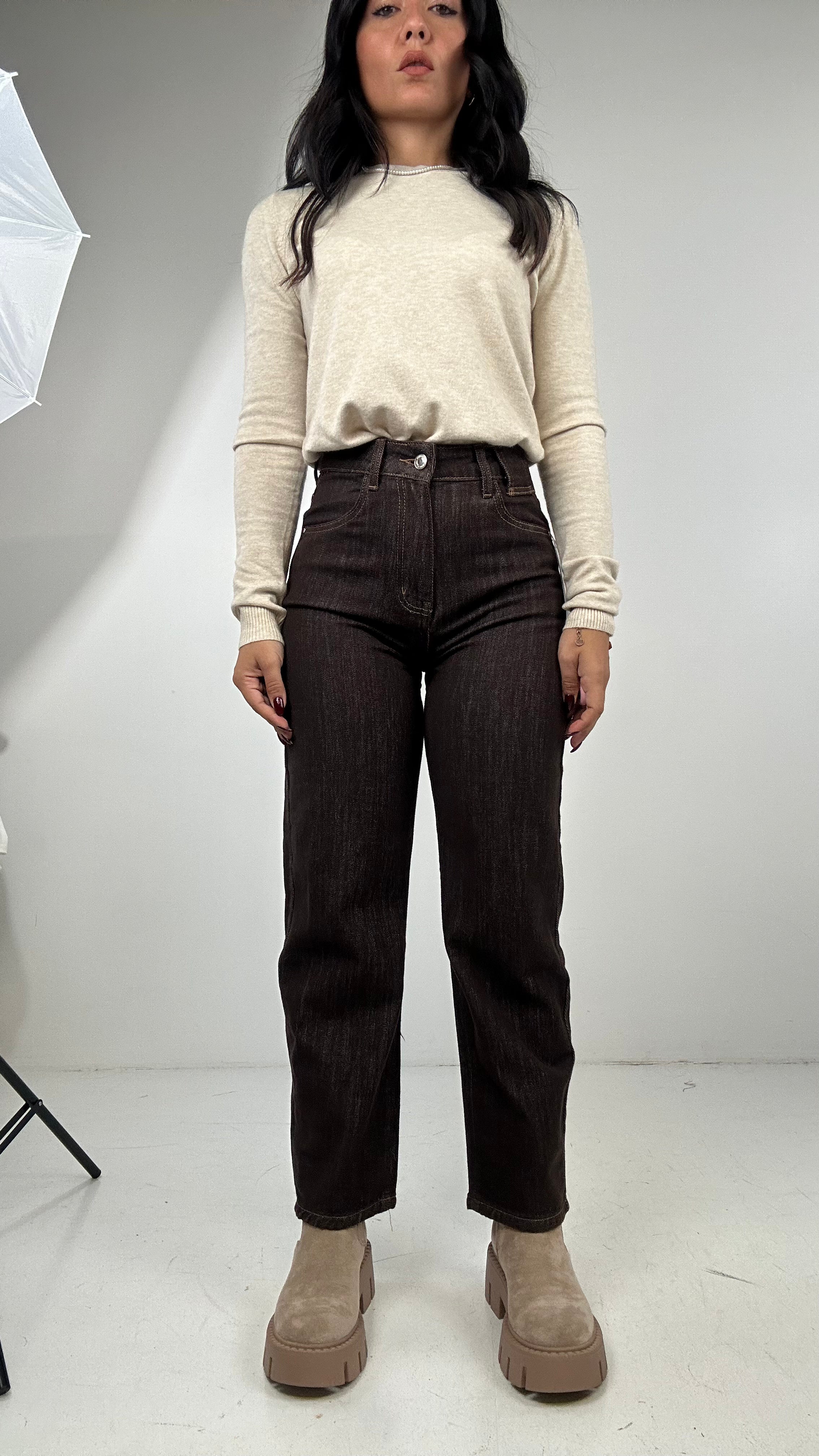 Jeans MOMFIT BROWN - MARRONE
