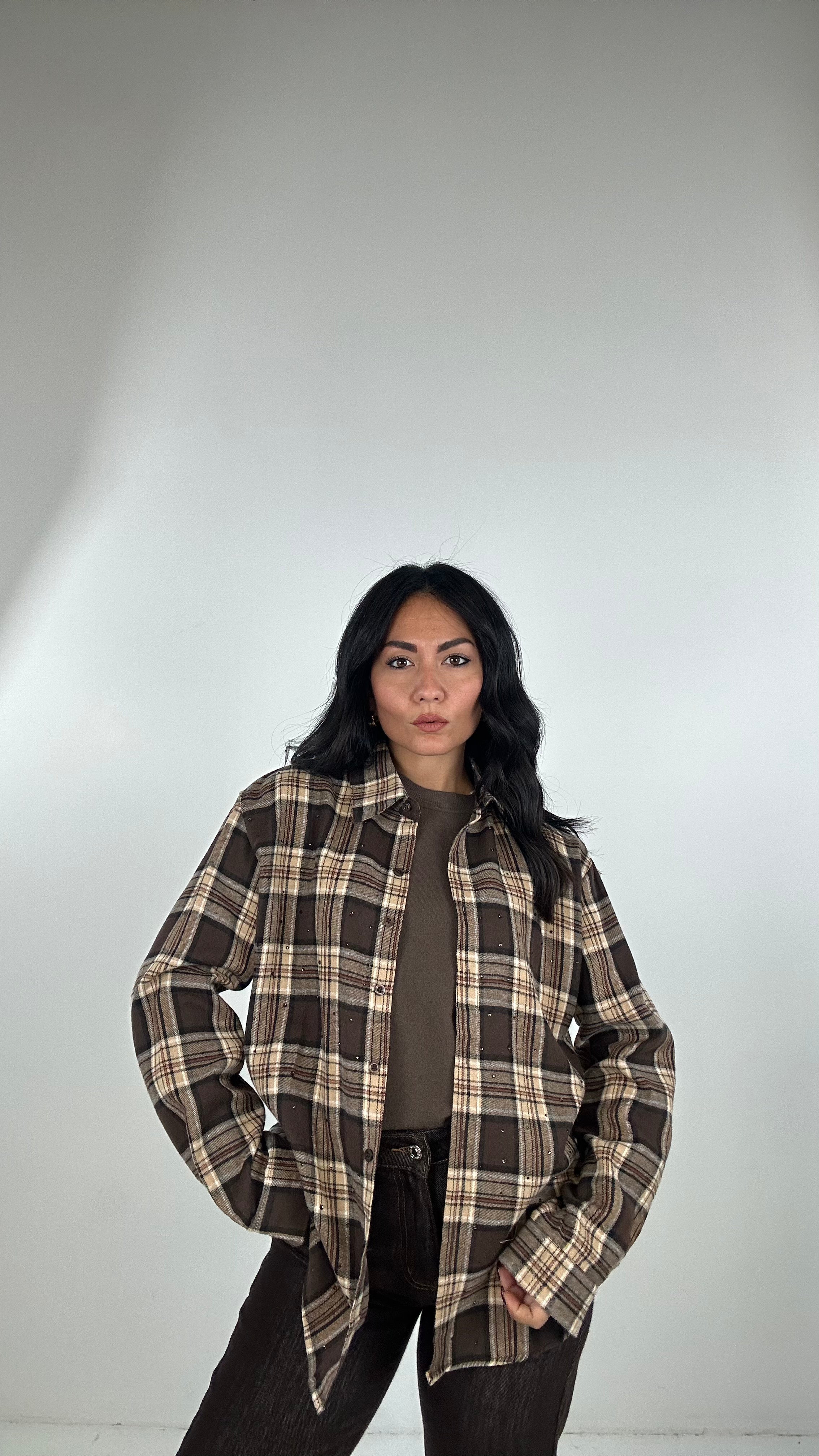 Camicia QUADRI E LUX - MARRONE