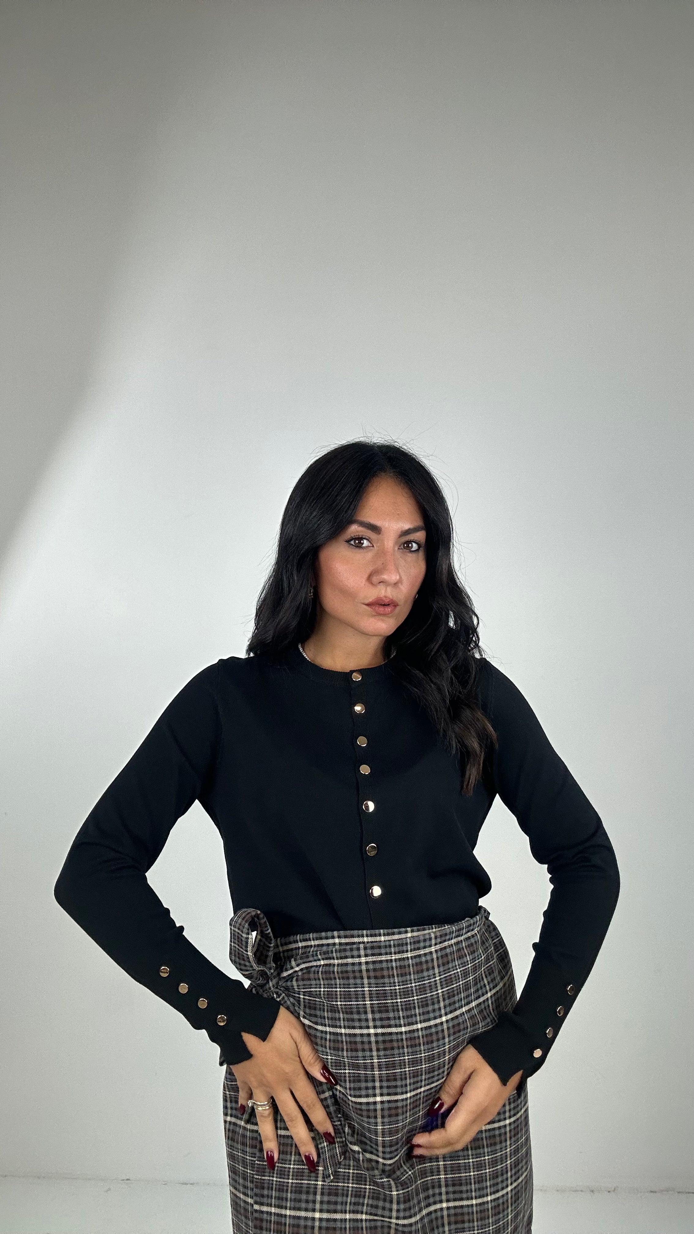 Cardigan BOTTONCINO ORO - NERO