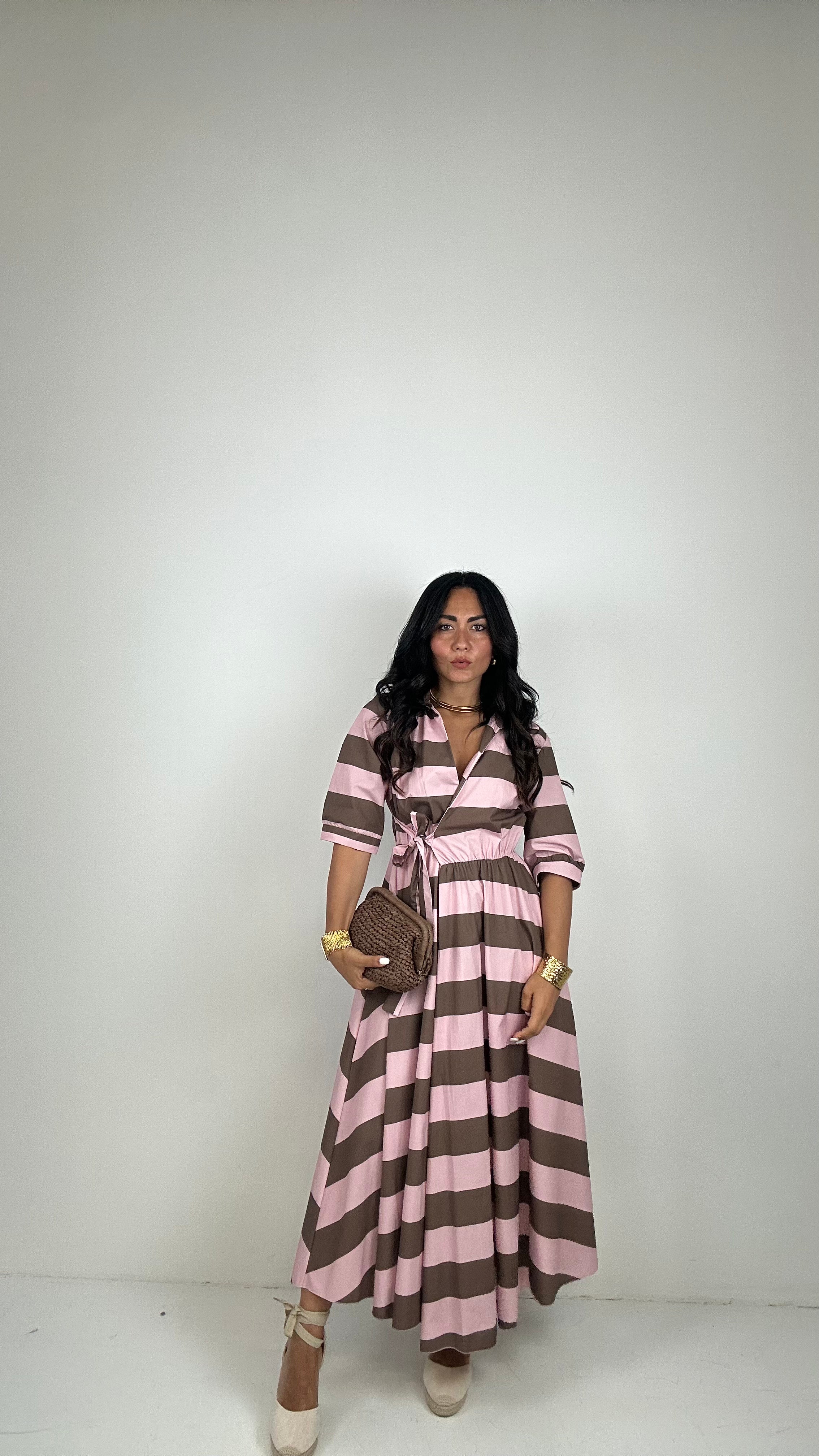 Vestito RIGHE PORTAFOGLIO - ROSA