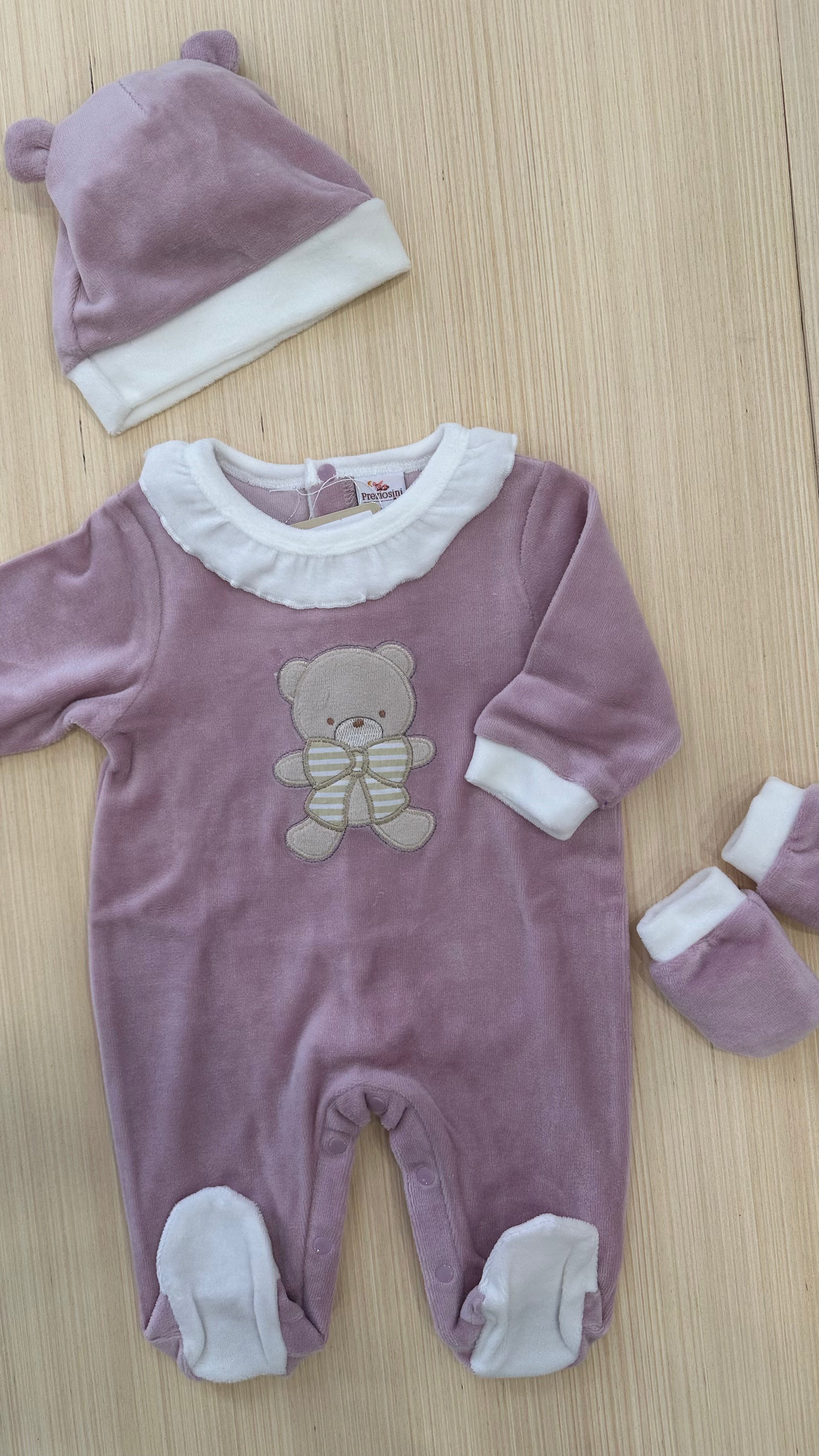 Set TUTINA+CAPPELLO+MUFFOLE - ROSA