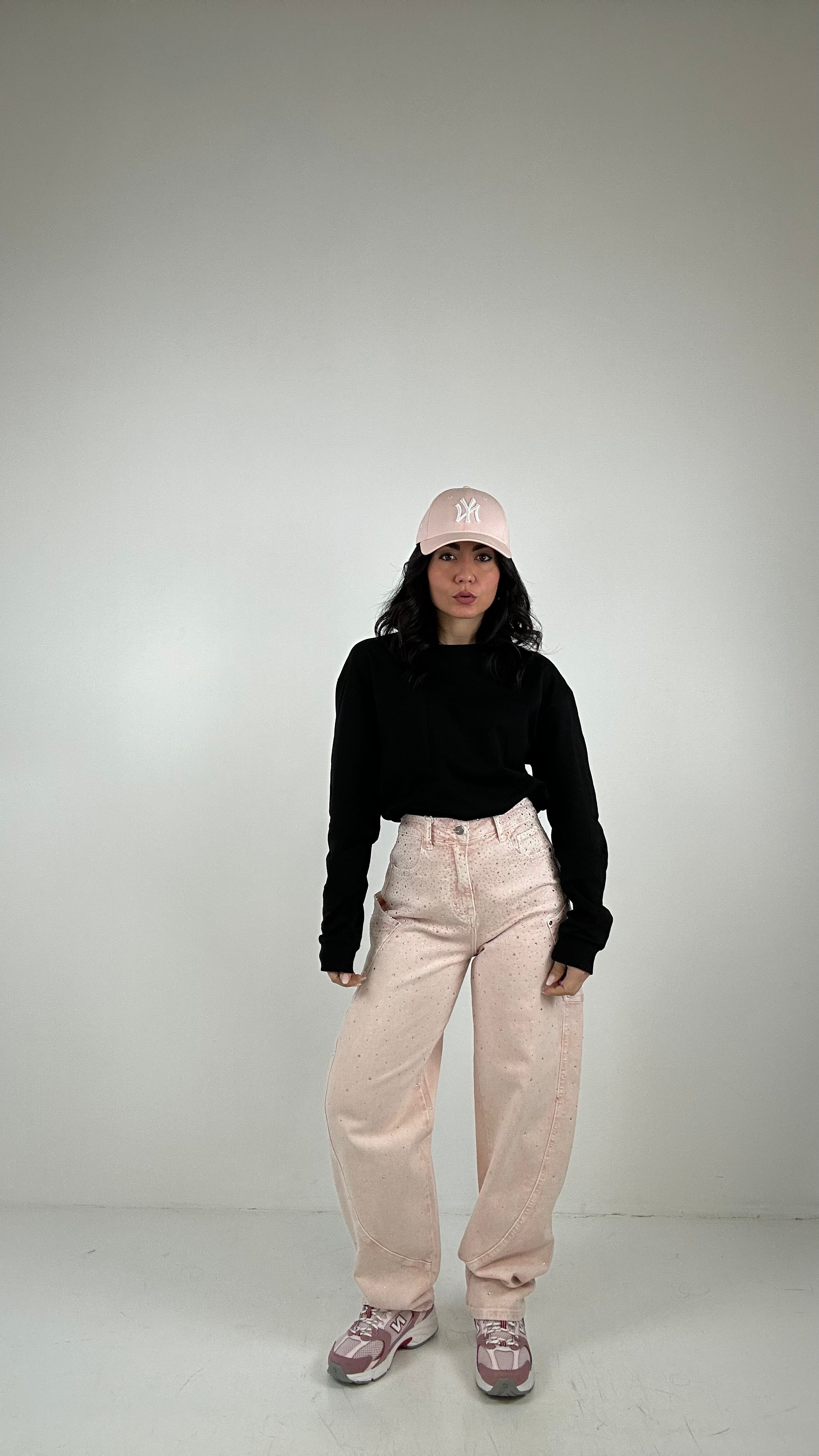 Jeans BALLON STRASS PINK - ROSA