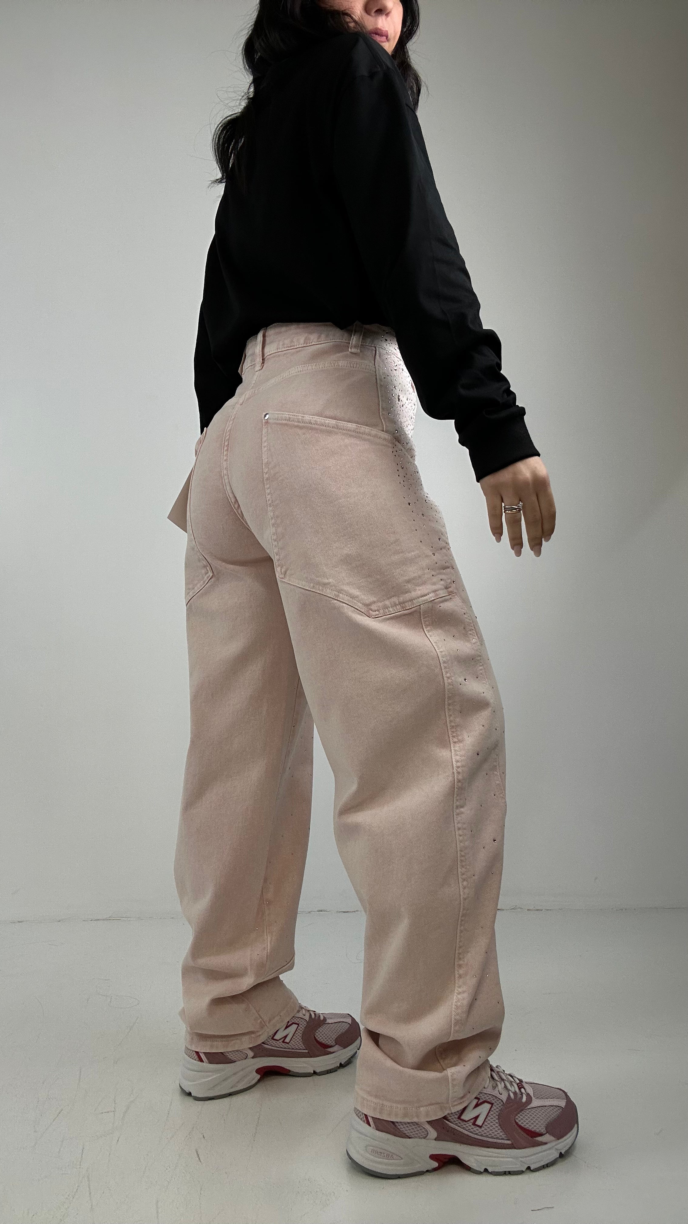 Jeans BALLON STRASS PINK - ROSA