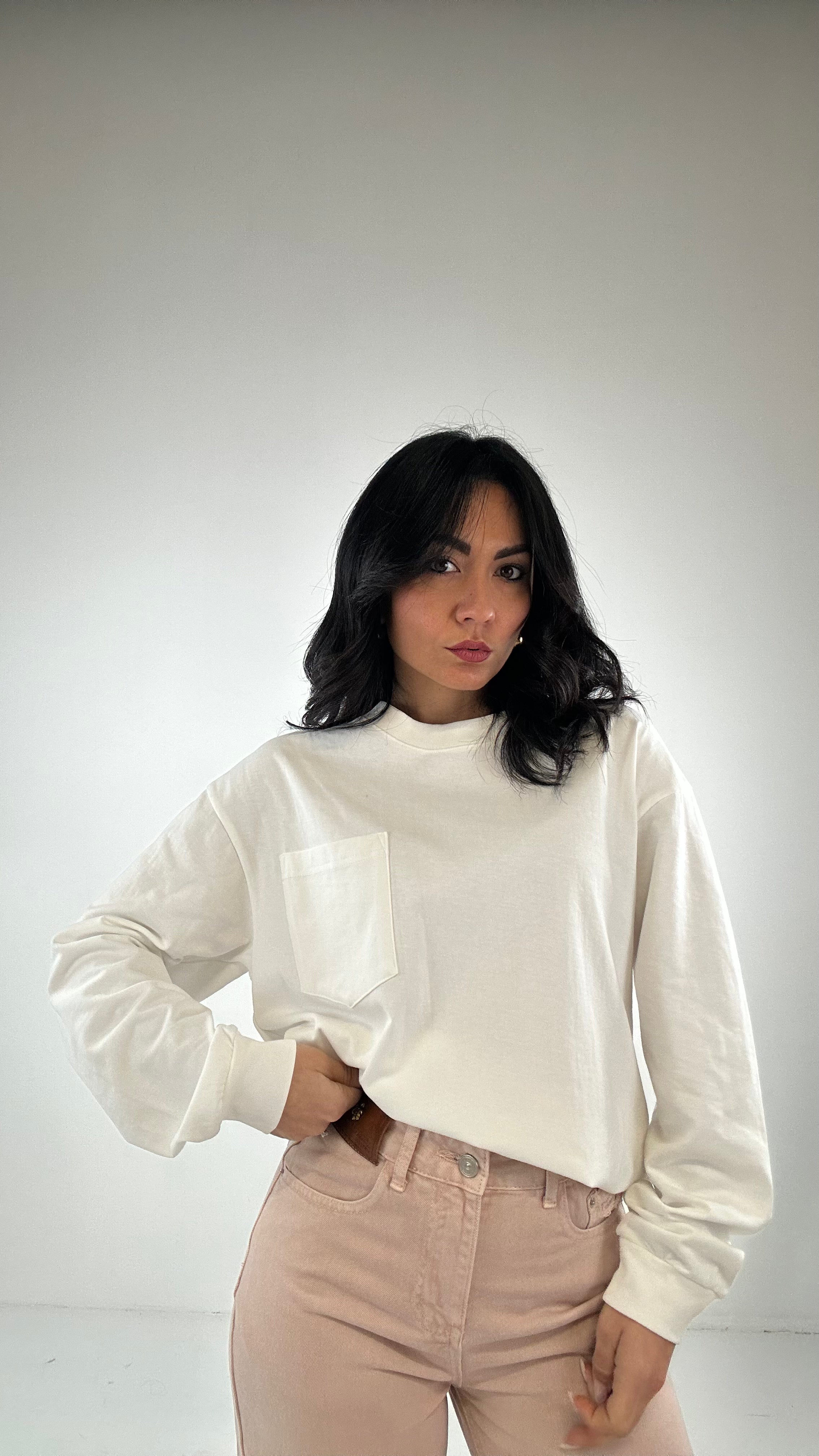 Maglia OVER CON TASCHINO - BIANCO