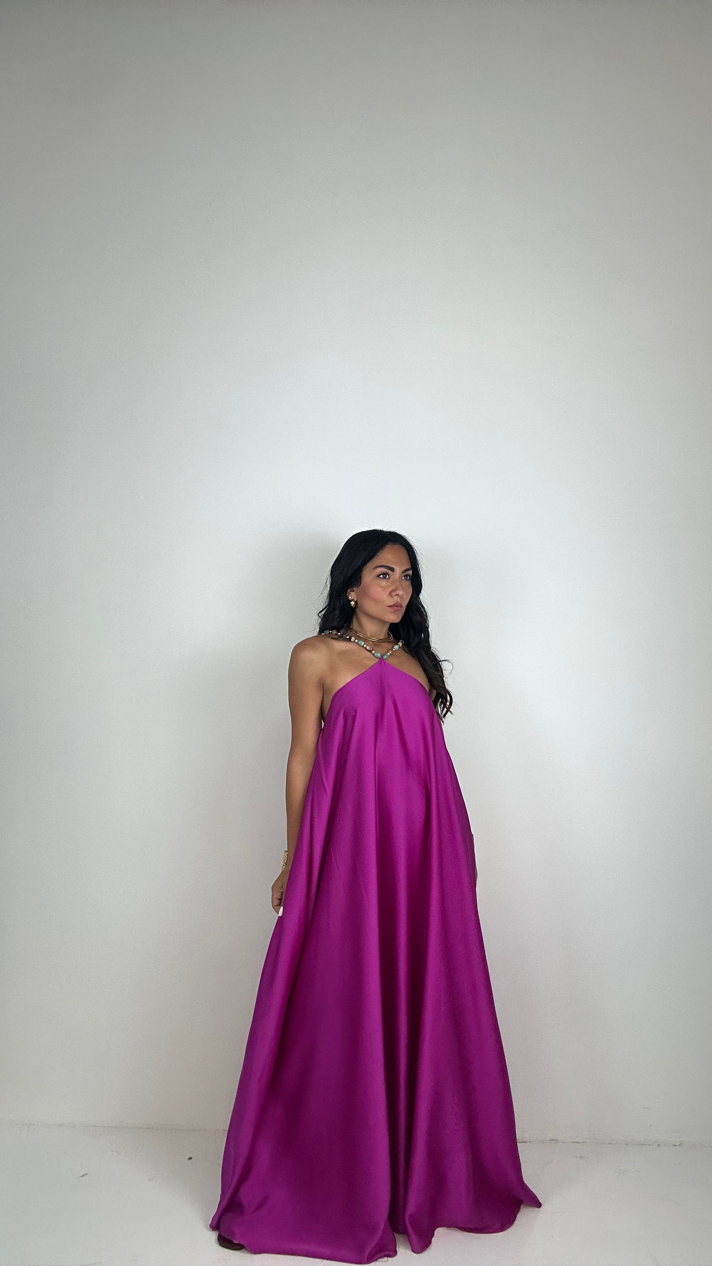 Vestito SATIN MADREPERLA - MAGENTA