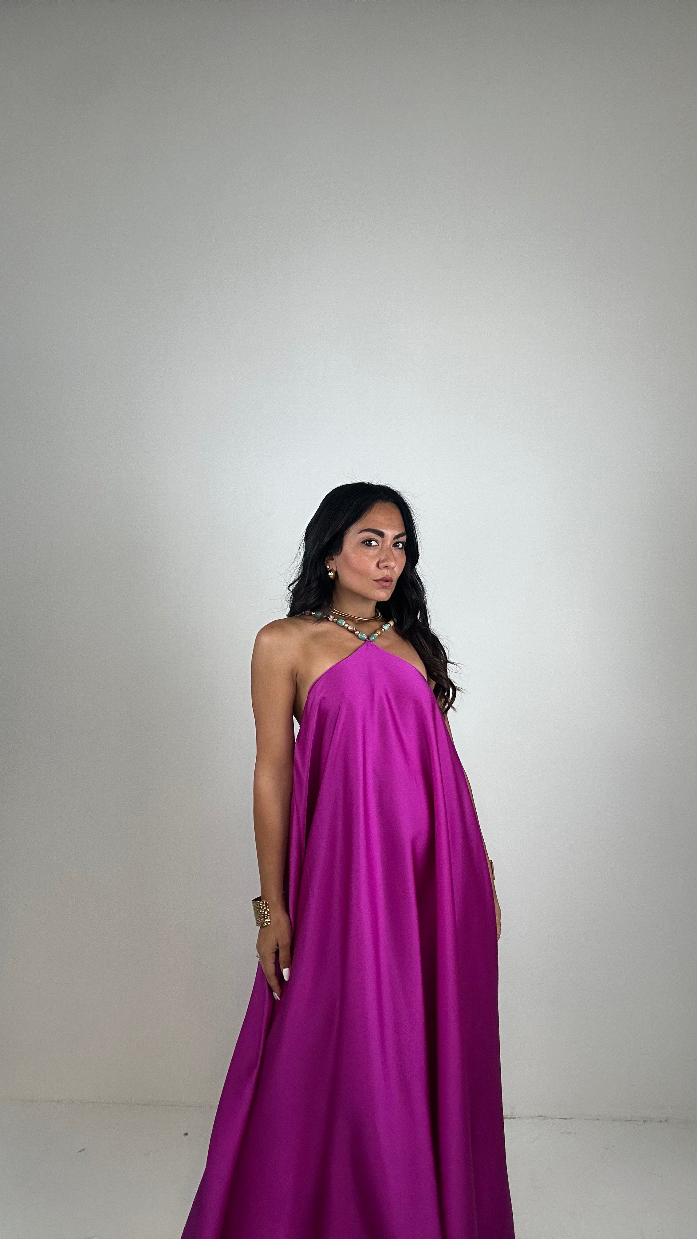 Vestito SATIN MADREPERLA - MAGENTA