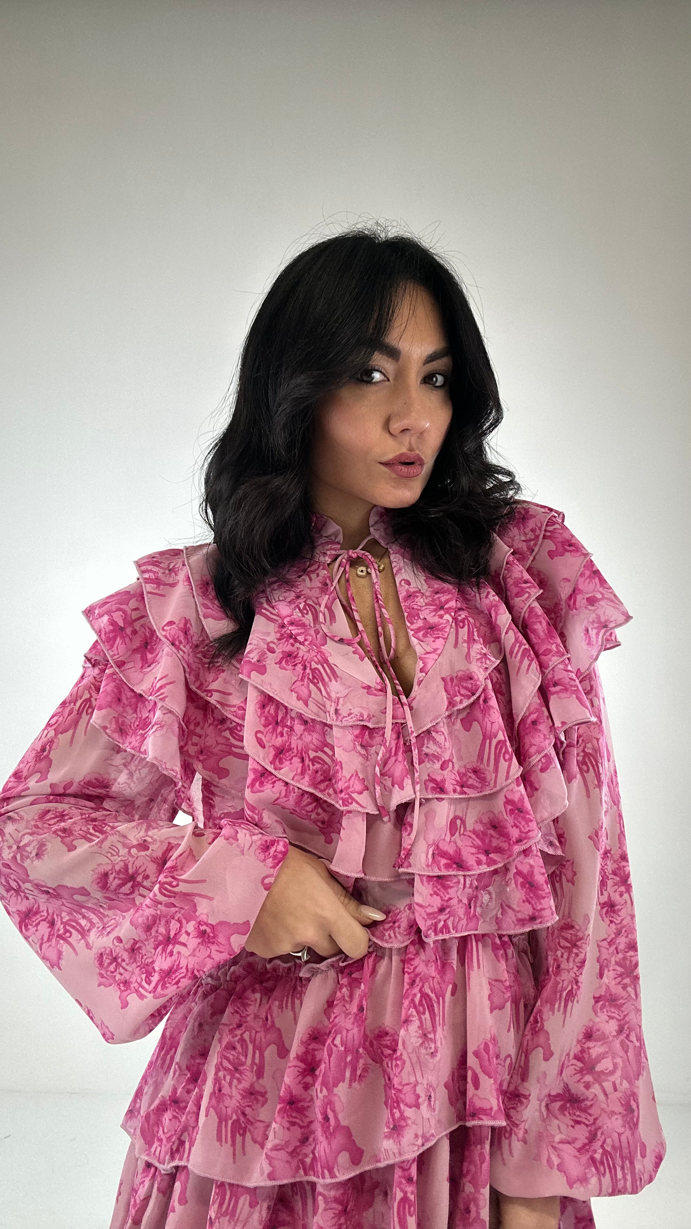 Vestito SATIN MADREPERLA - MAGENTA