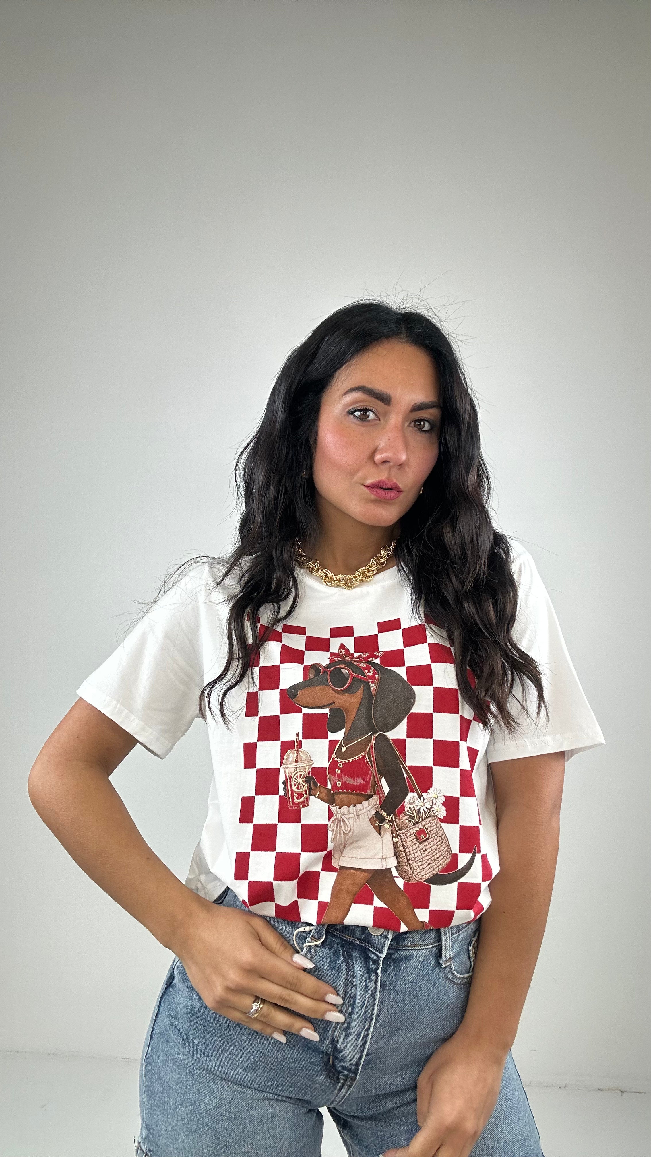 T-shirt BASSOTTO PICNIC - BIANCO