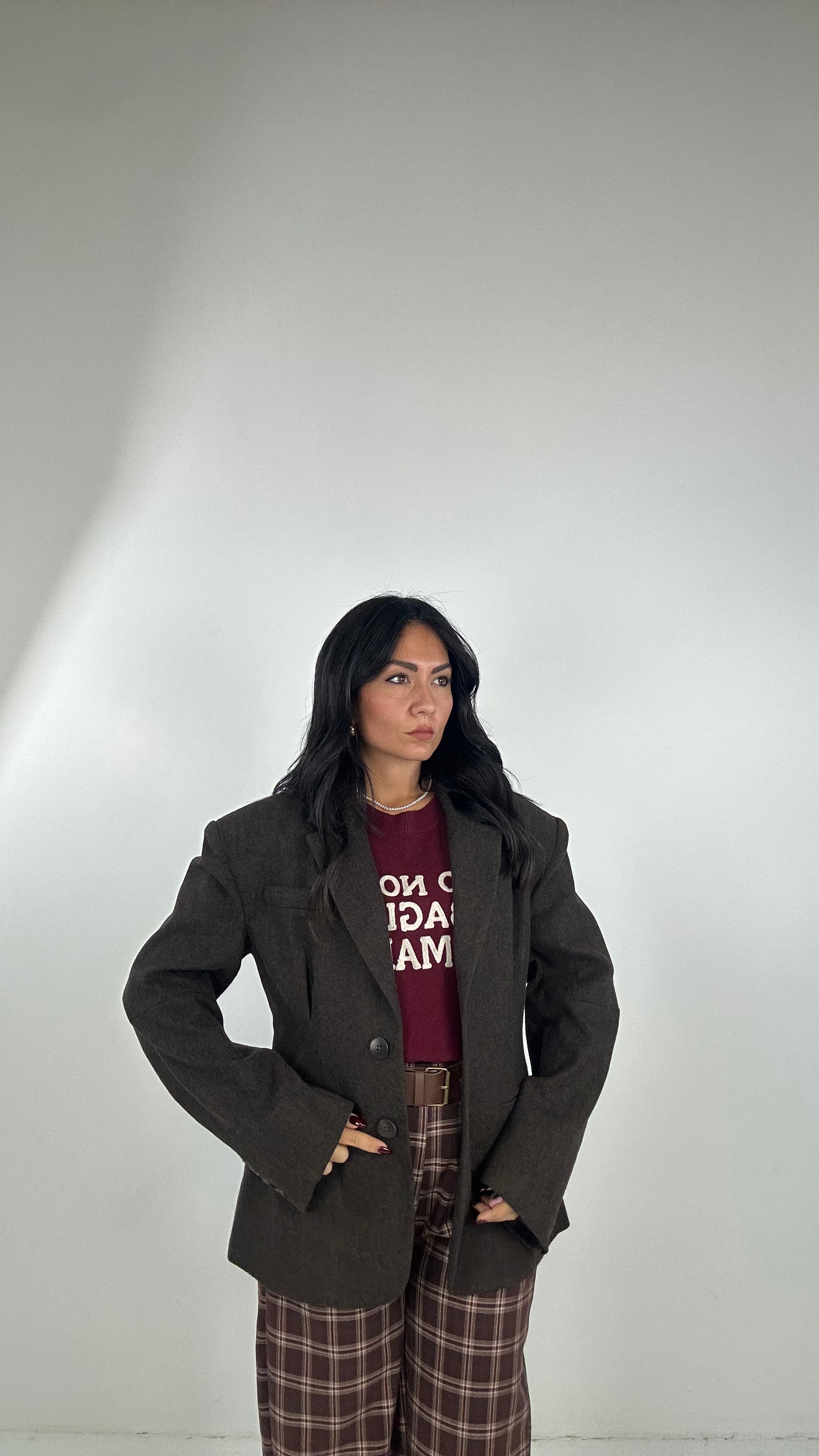 Blazer LUMINA IN PANNO SFIANCATA - MARRONE