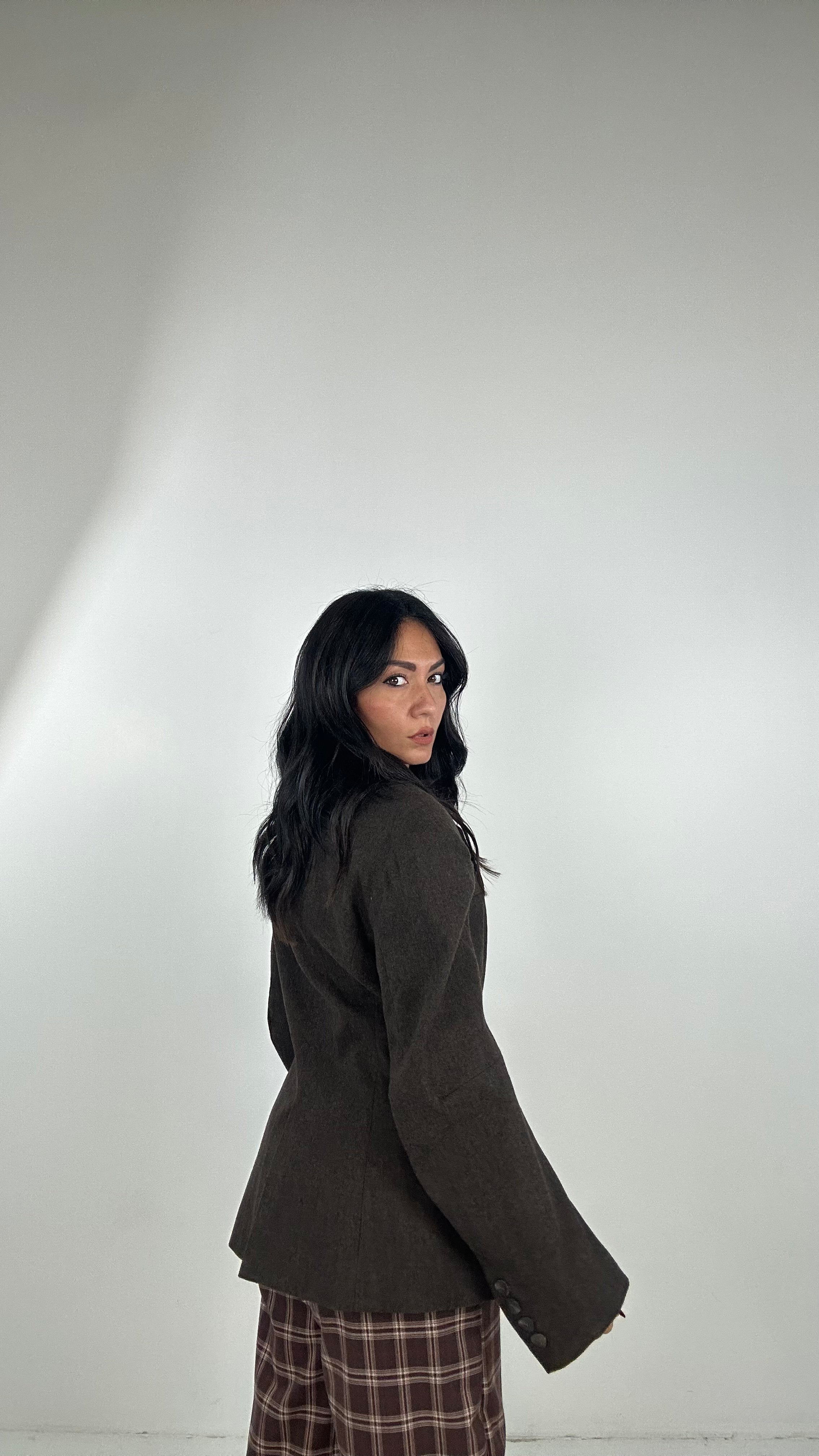 Blazer LUMINA IN PANNO SFIANCATA - MARRONE