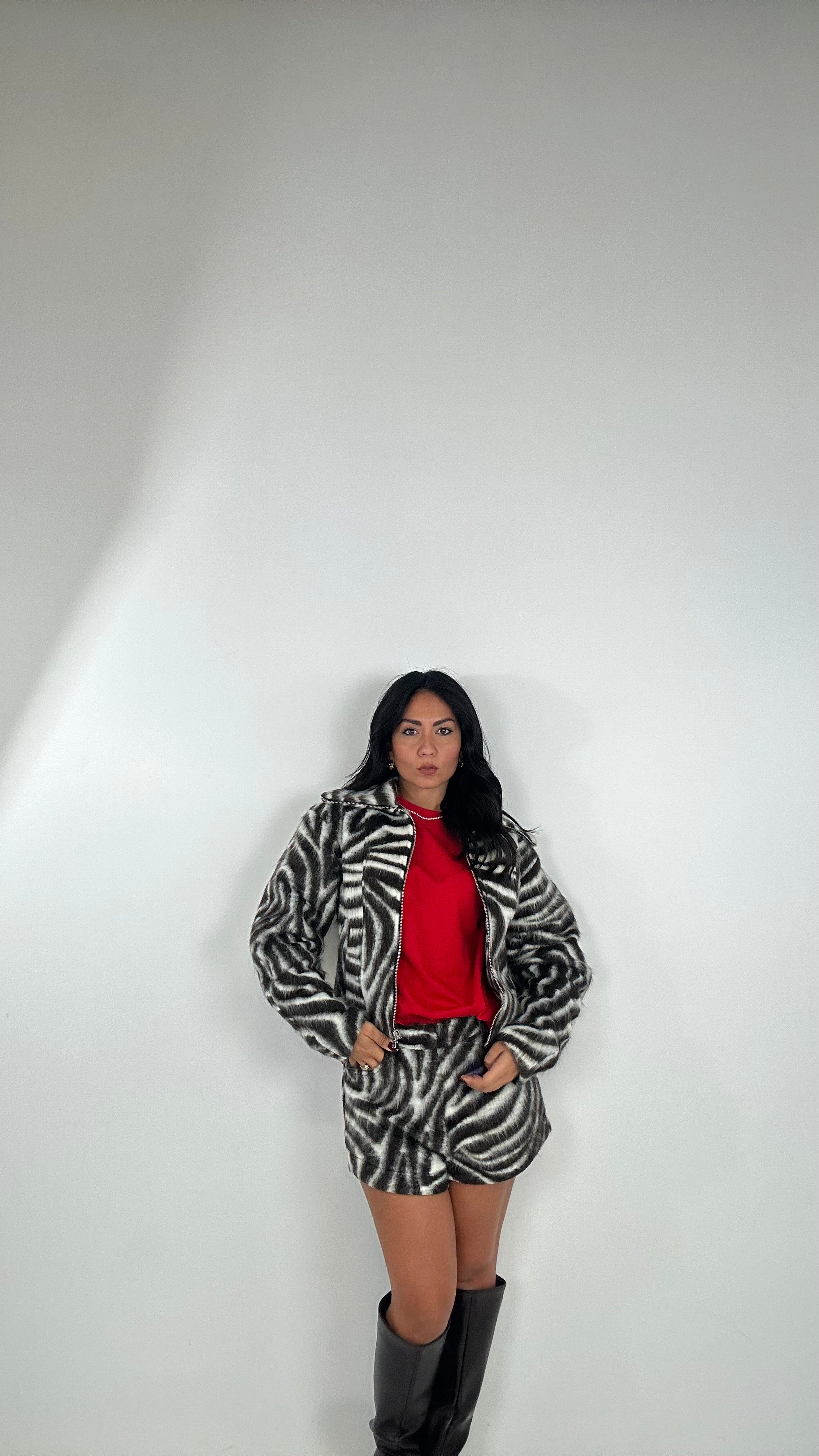Bomber LUMINA IN PANNO ZEBRA - MARRONE