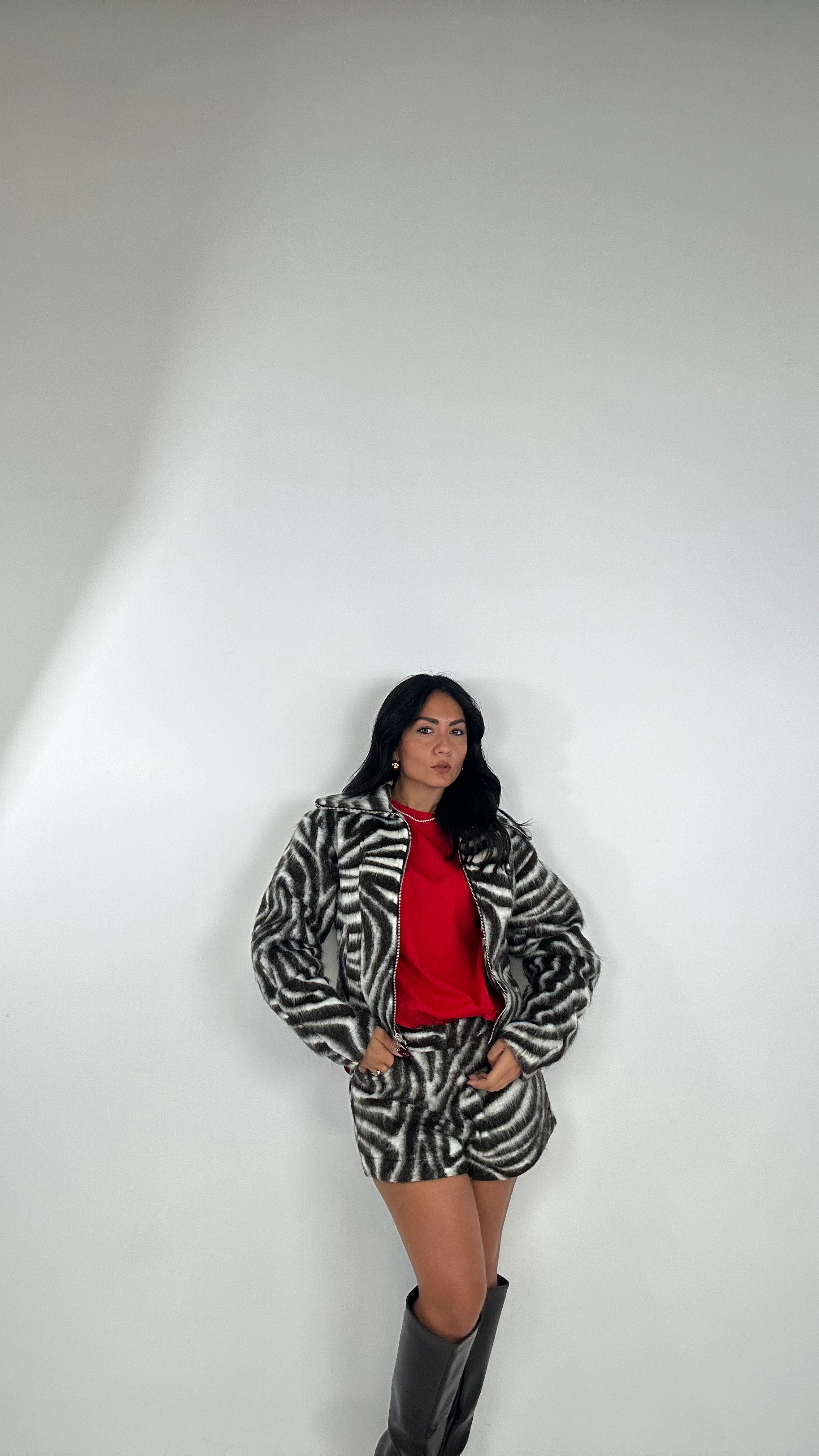 Bomber LUMINA IN PANNO ZEBRA - MARRONE