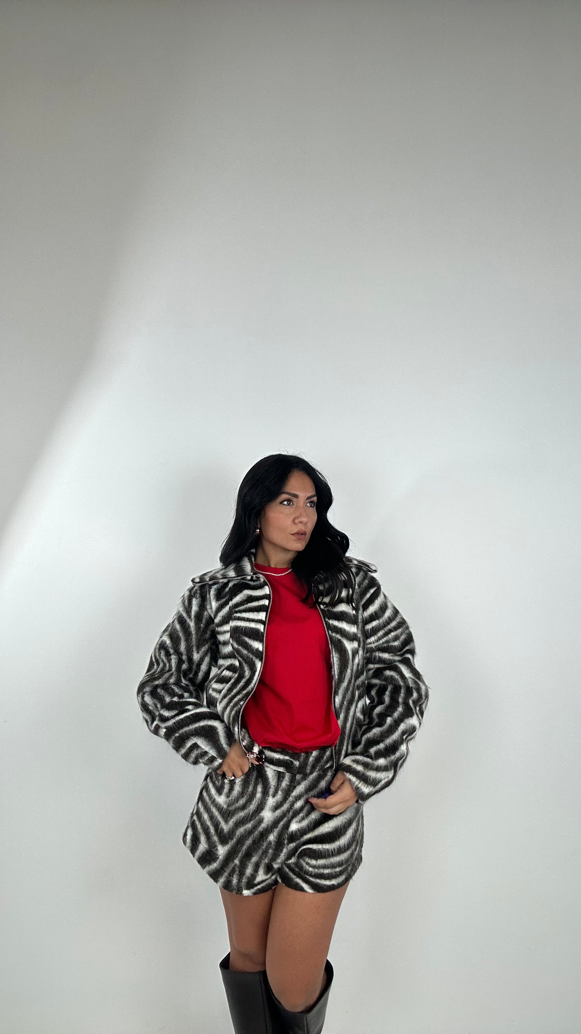 Bomber LUMINA IN PANNO ZEBRA - MARRONE