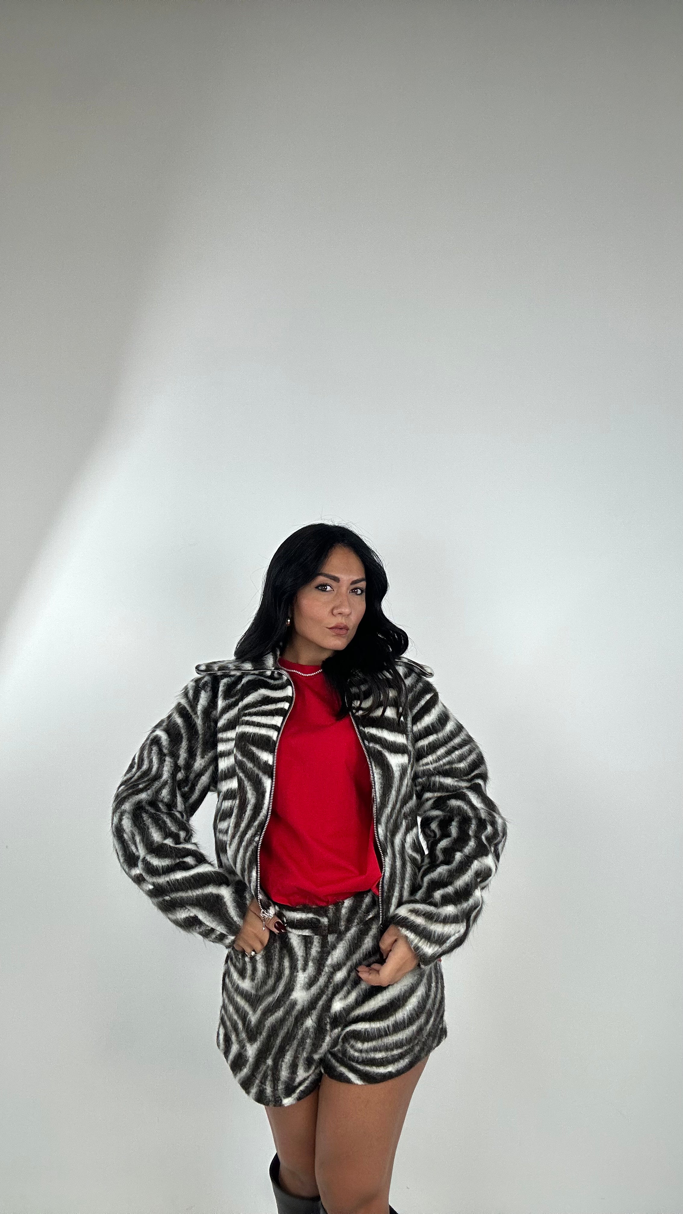 Bomber LUMINA IN PANNO ZEBRA - MARRONE