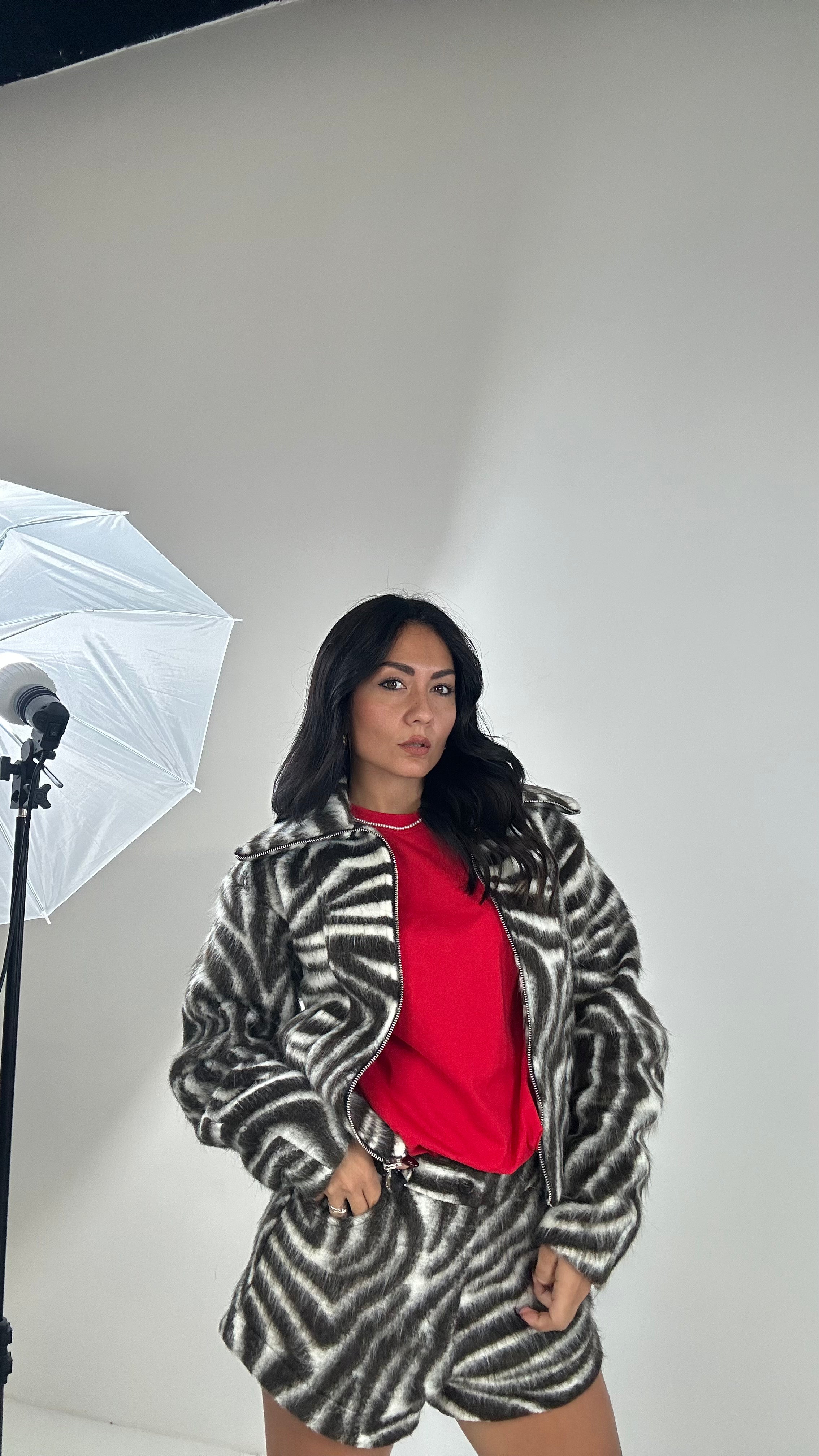 Bomber LUMINA IN PANNO ZEBRA - MARRONE