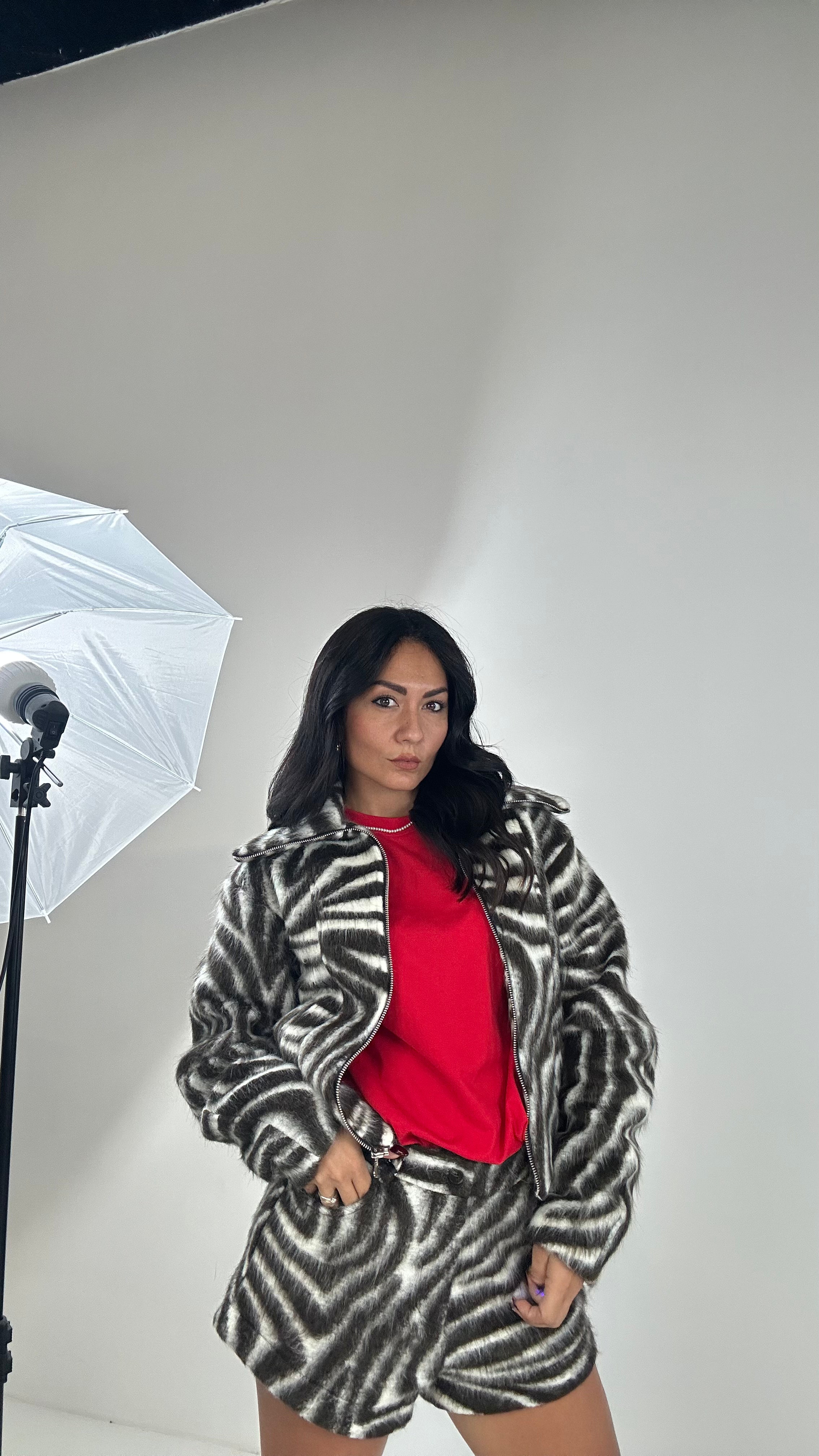 Bomber LUMINA IN PANNO ZEBRA - MARRONE