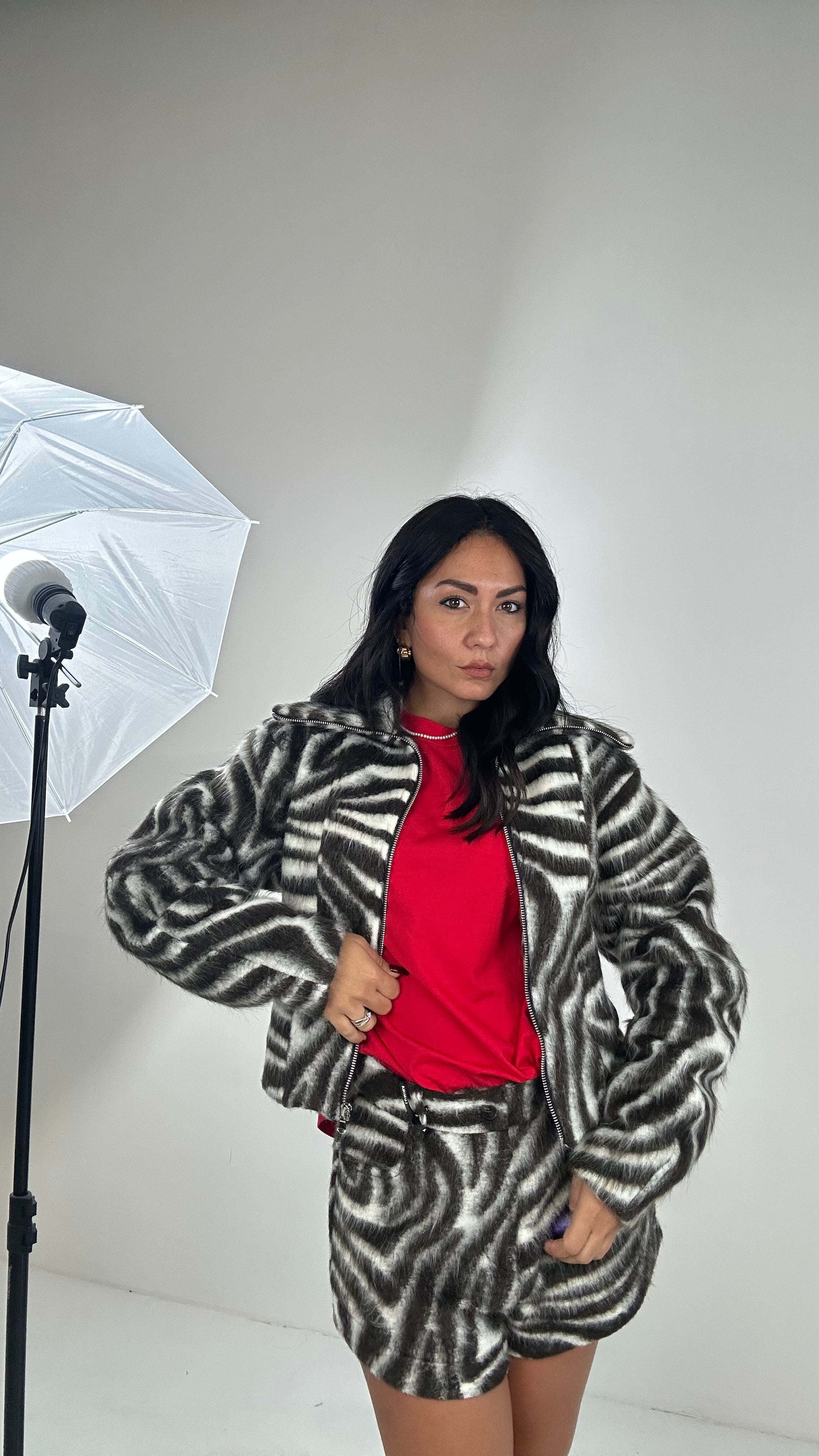 Bomber LUMINA IN PANNO ZEBRA - MARRONE
