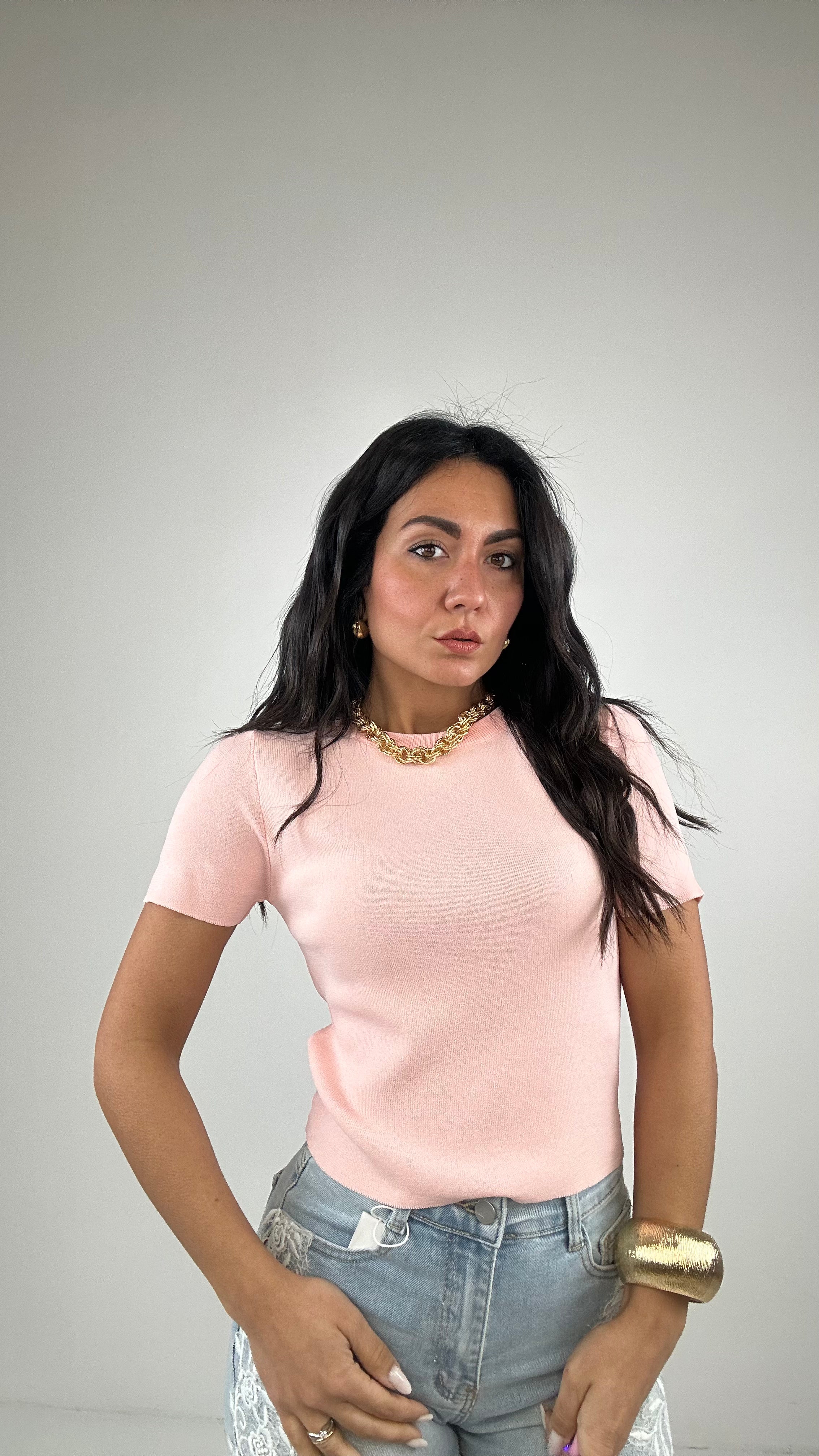 T-shirt IN FILO BASIC - ROSA