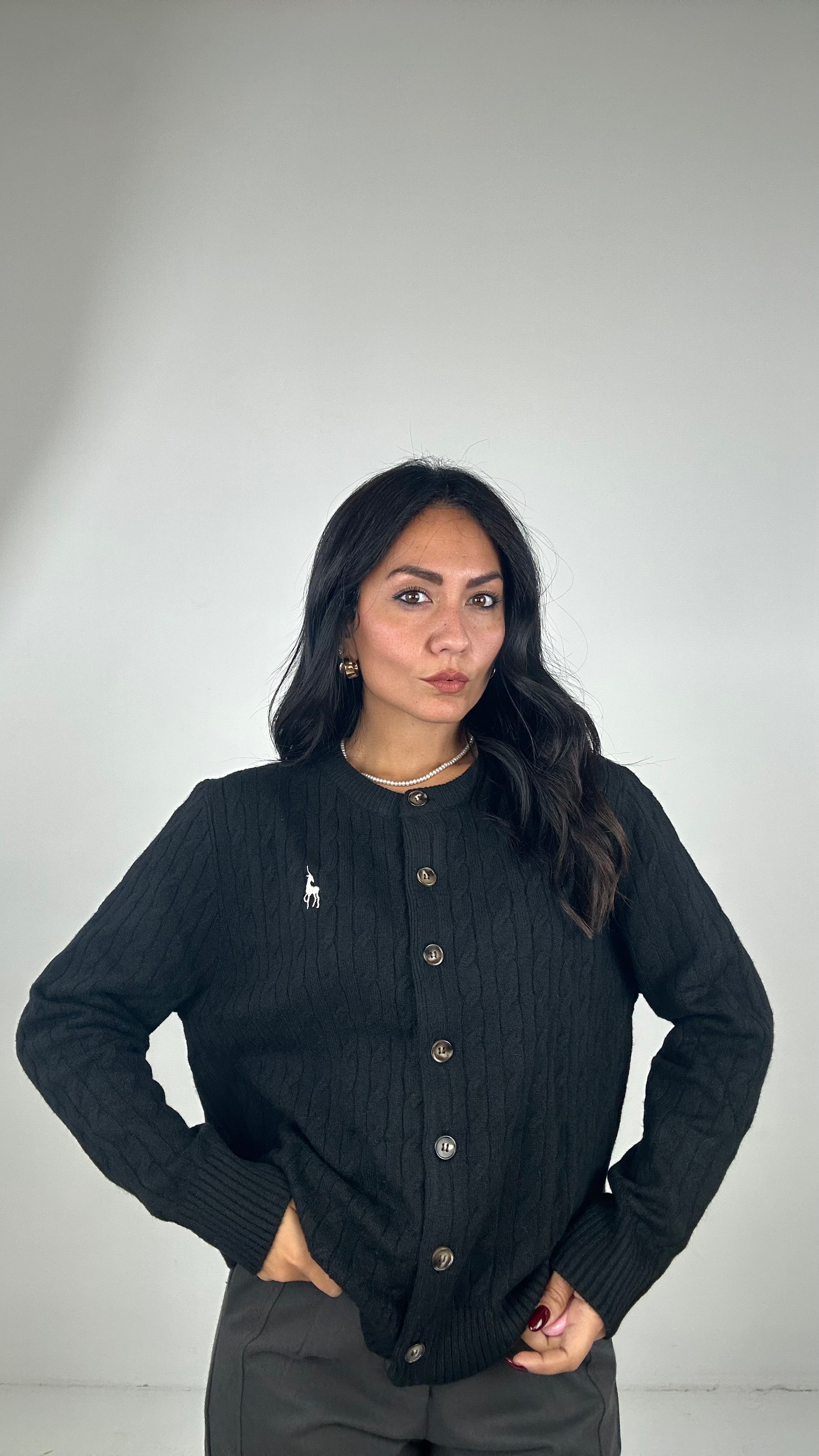 Cardigan TRECCE CERVO - NERO