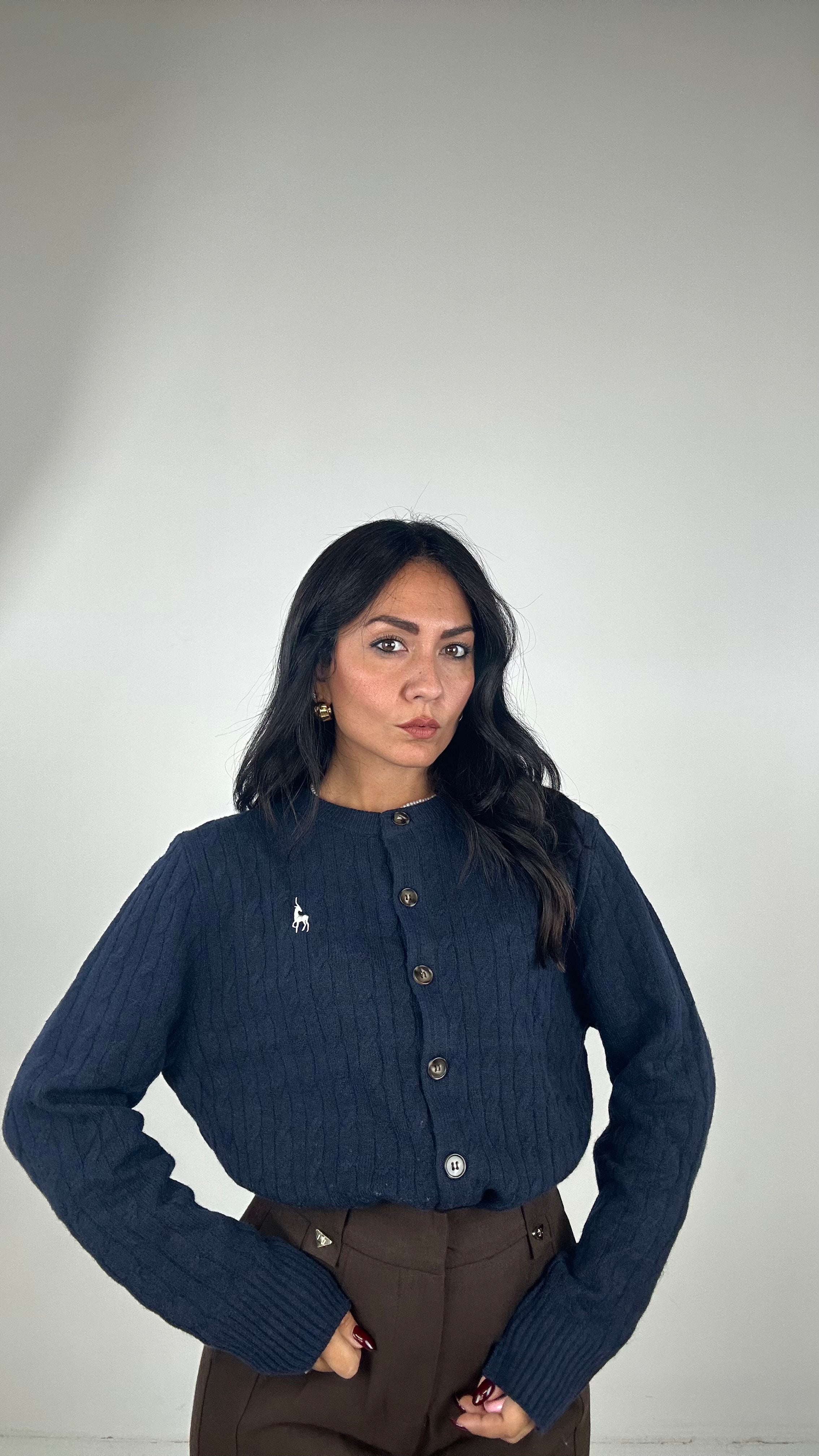 Cardigan TRECCE CERVO - BLU