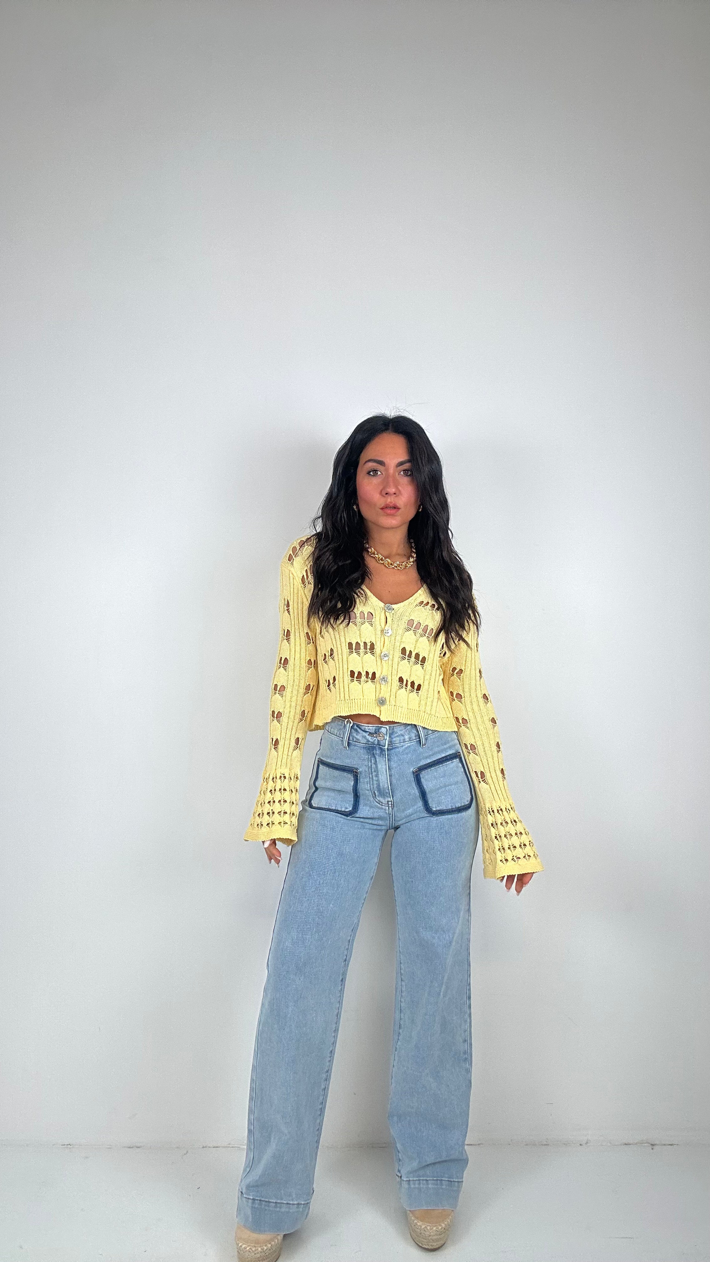 Jeans WIDE LEG TASCHINI CON BORDO - JEANS