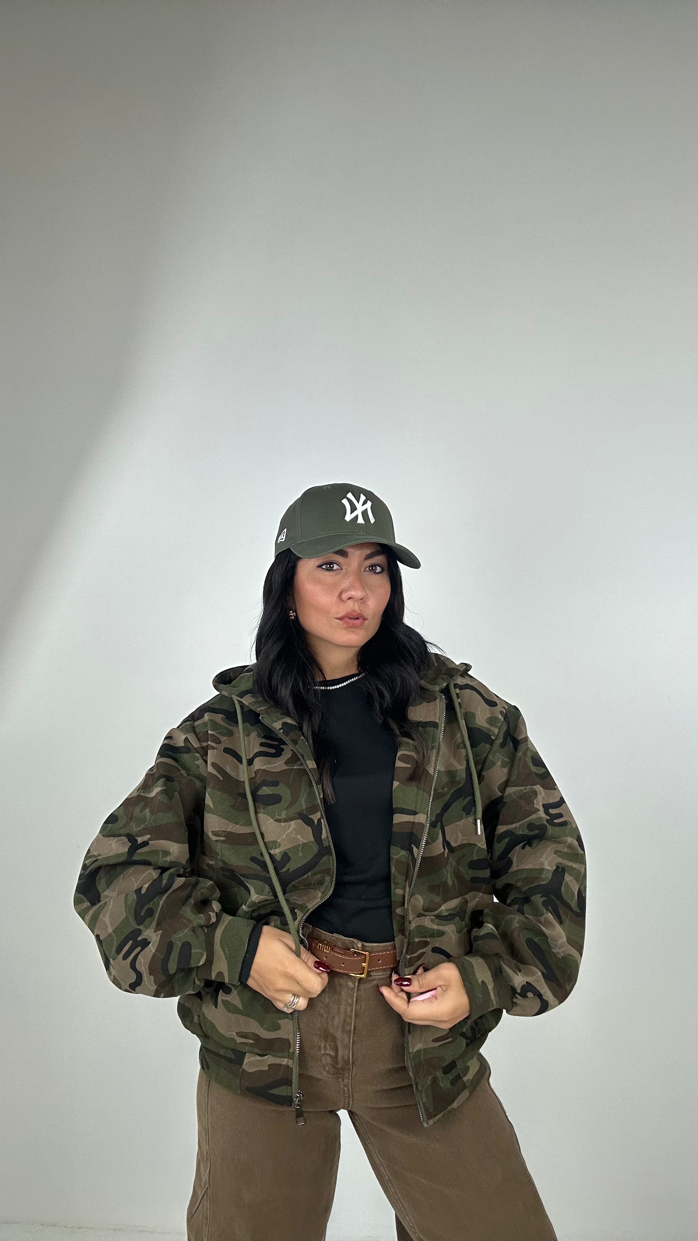 Felpa ZIP MILITARE - VERDE MILITARE