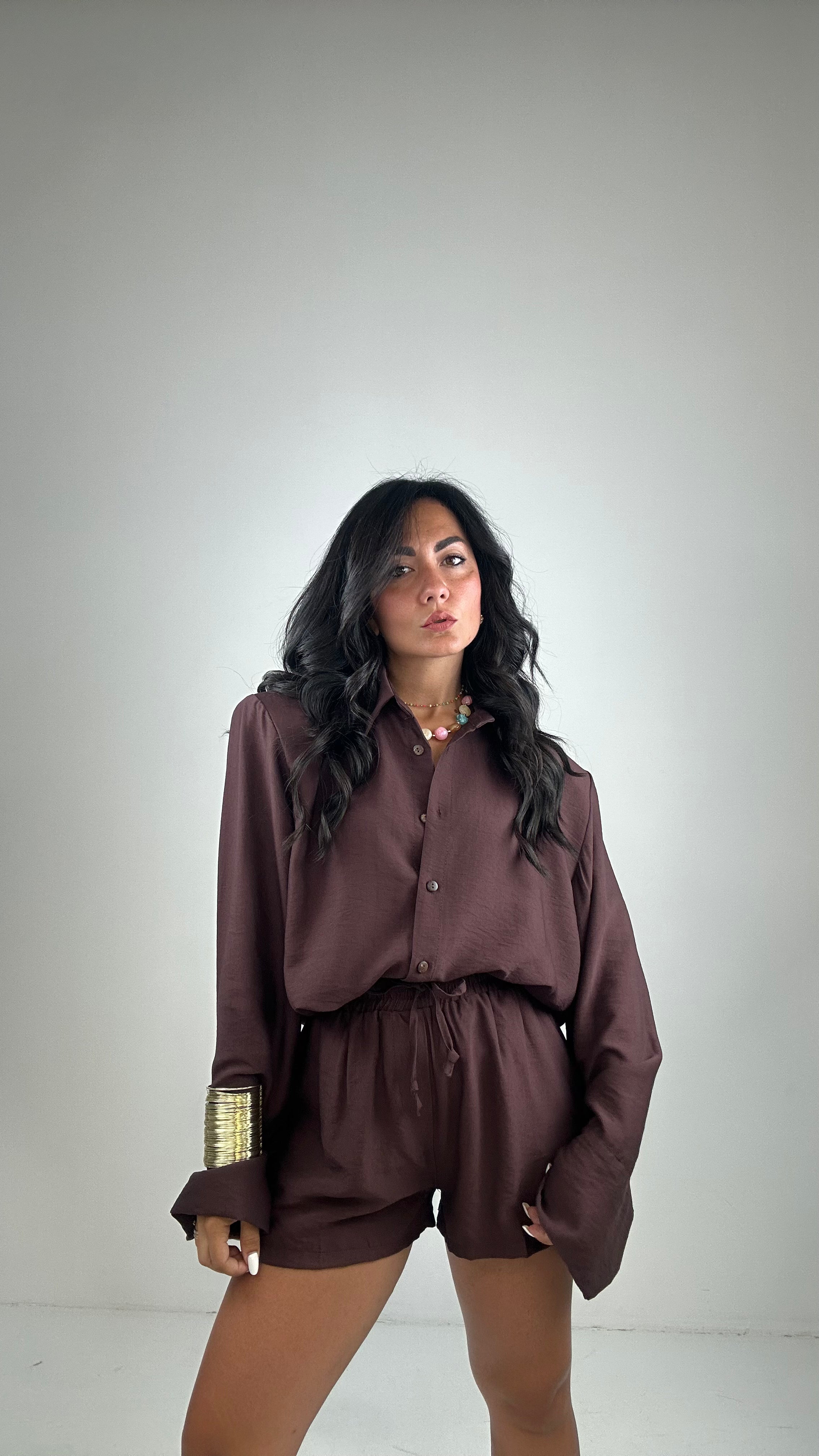 Completo CAMICIA CON SPALLINA - MARRONE